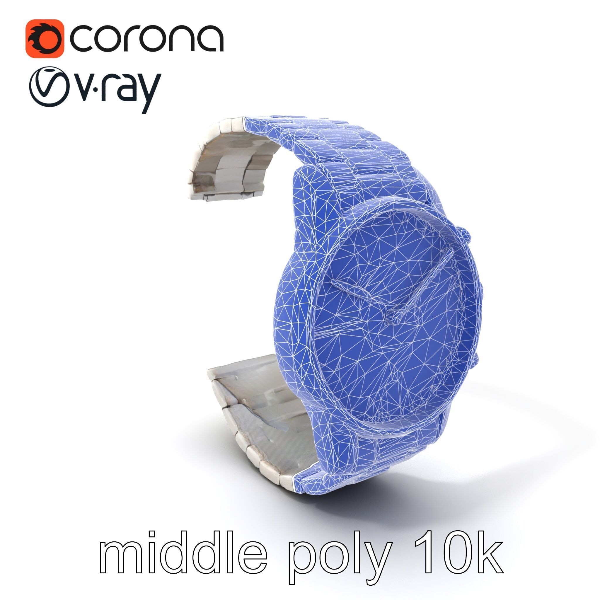 Elegant Mens Wristwatch model pack Low-poly 3D model_6