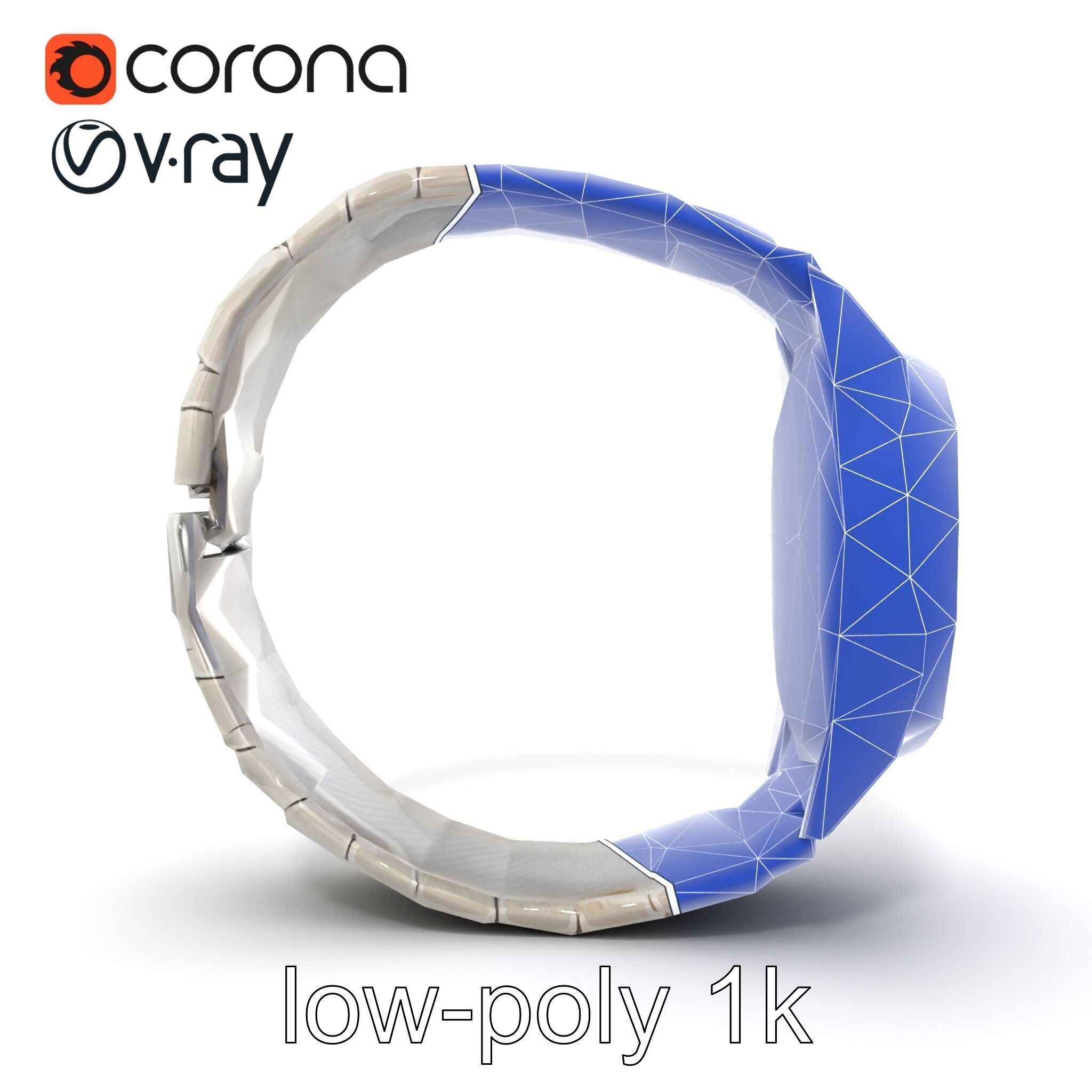 Elegant Mens Wristwatch model pack Low-poly 3D model_16