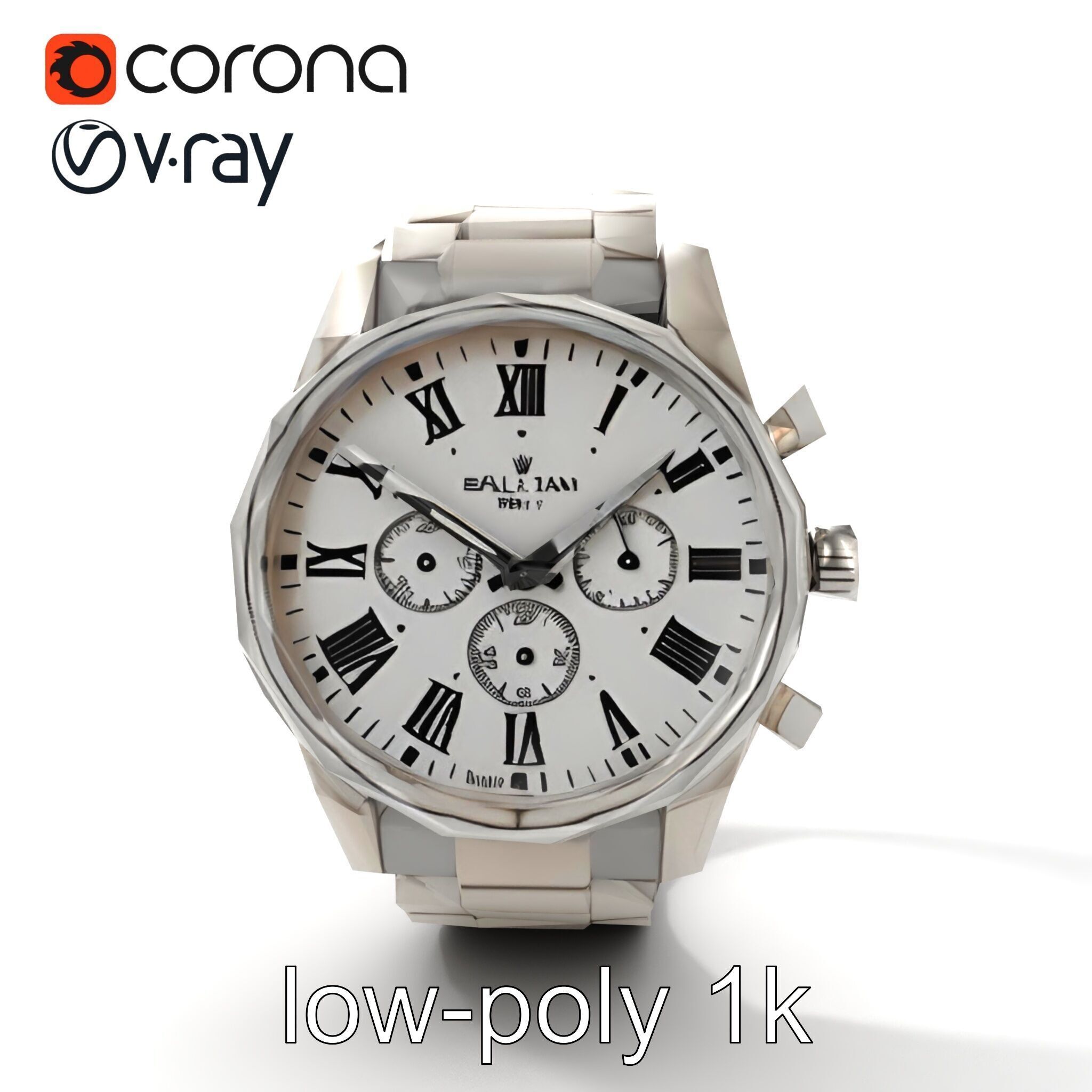 Elegant Mens Wristwatch model pack Low-poly 3D model_29