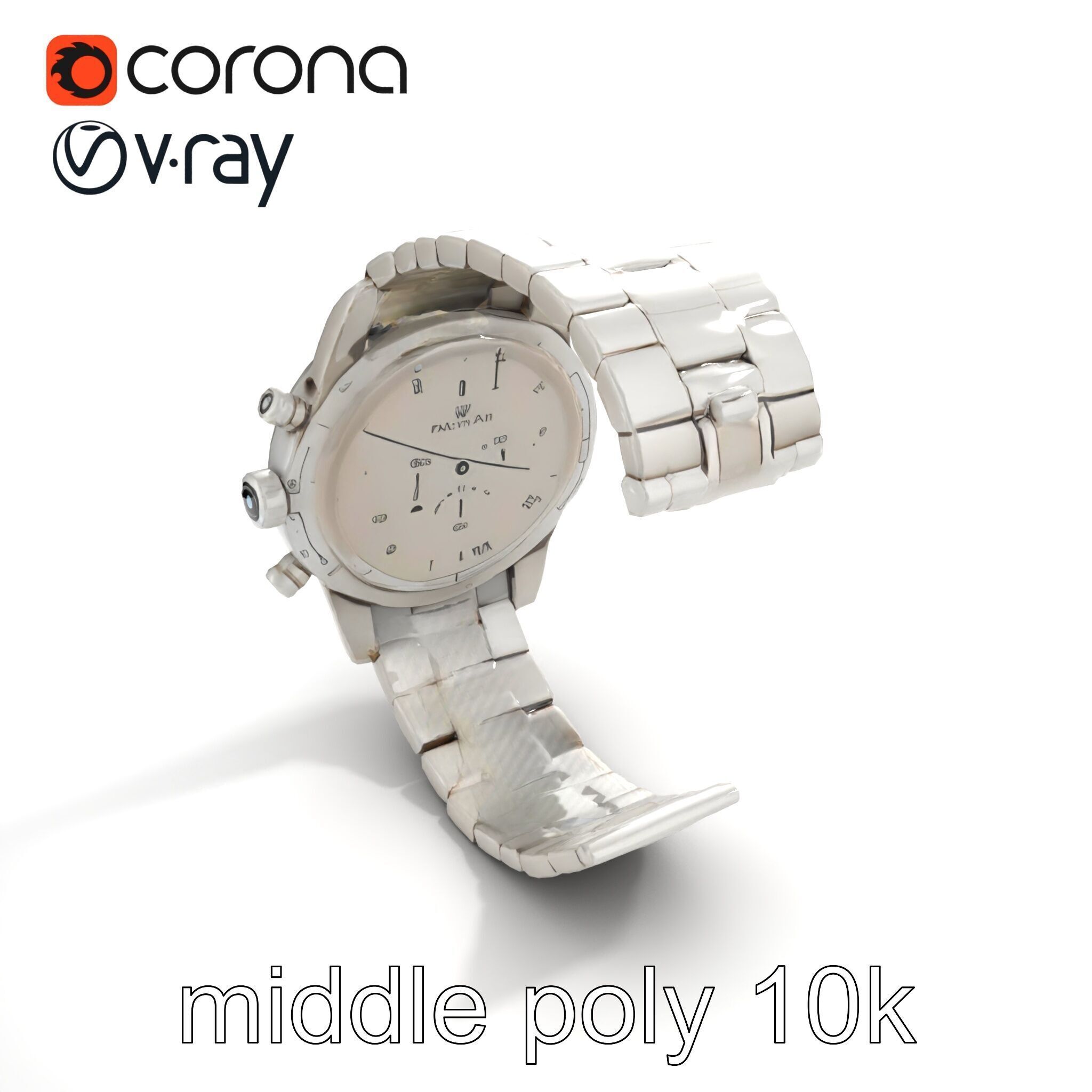Elegant Mens Wristwatch model pack Low-poly 3D model_8