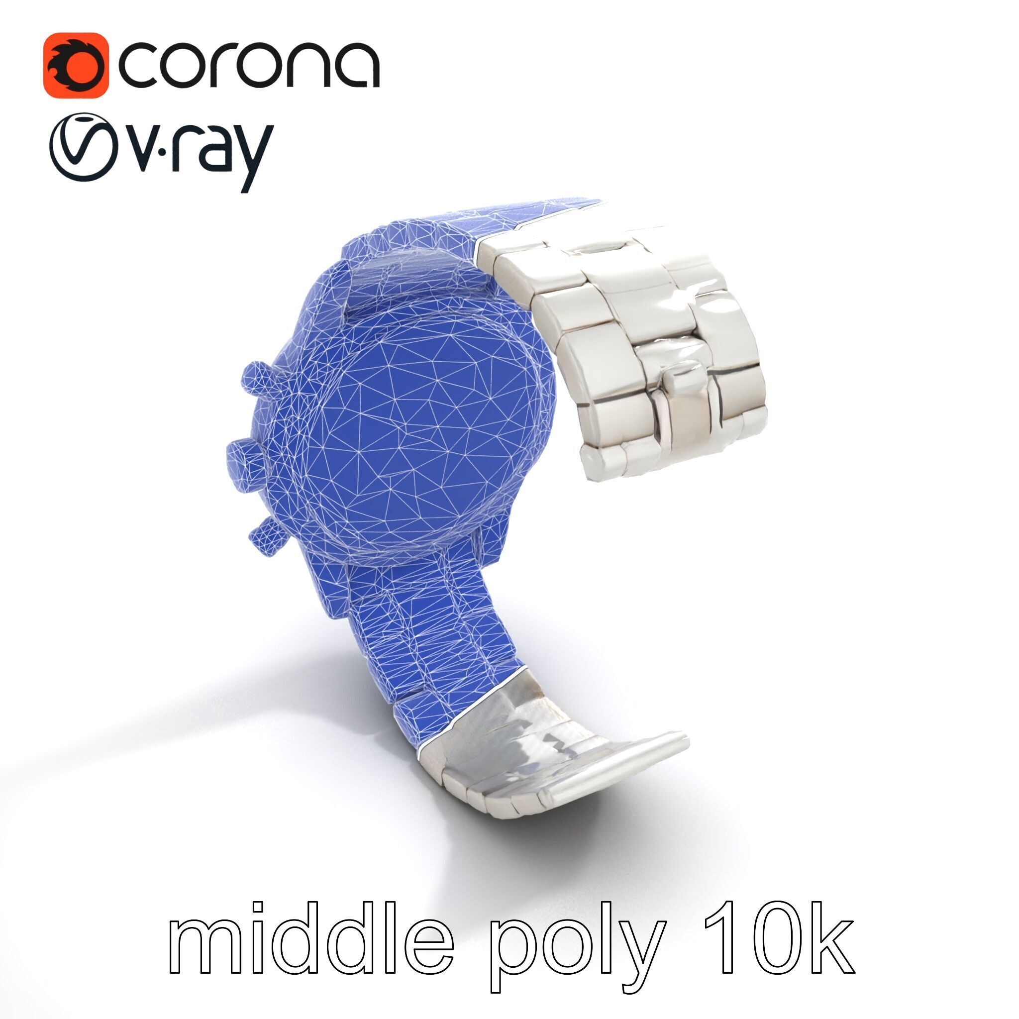 Elegant Mens Wristwatch model pack Low-poly 3D model_30