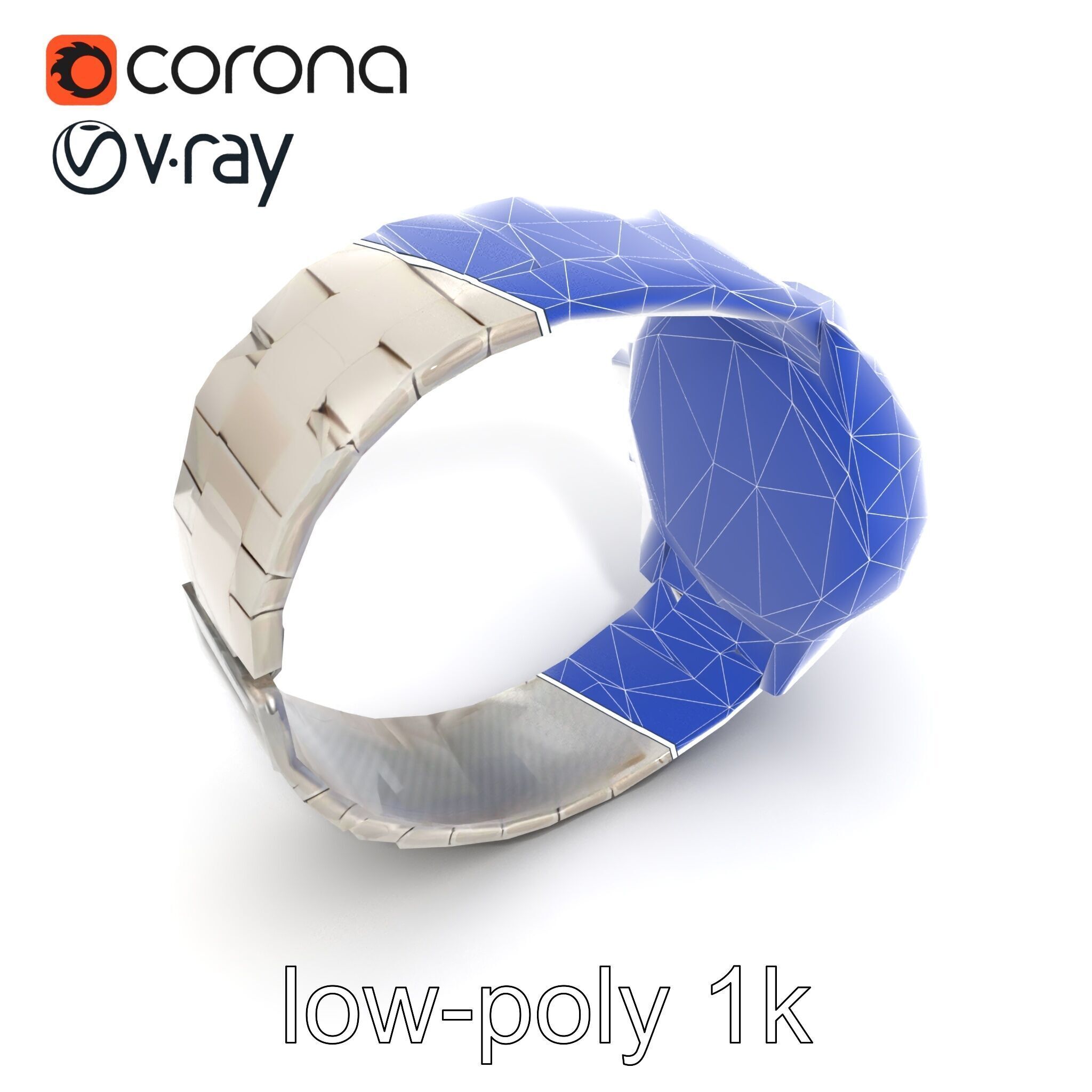 Elegant Mens Wristwatch model pack Low-poly 3D model_12