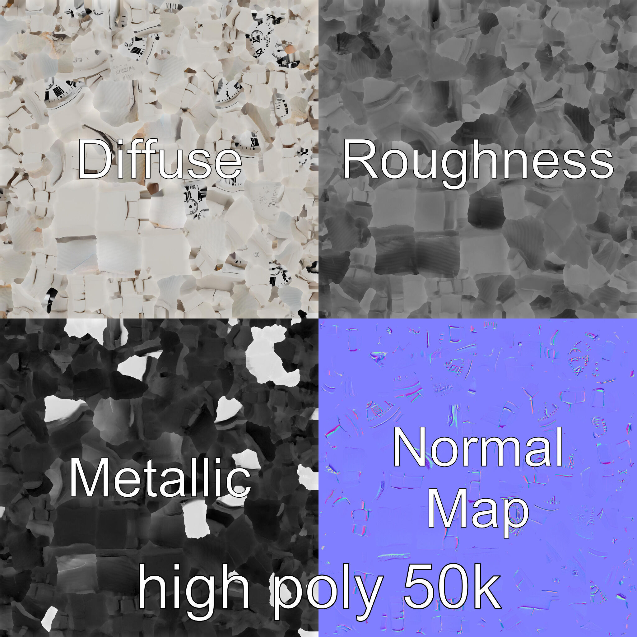 Elegant Mens Wristwatch model pack Low-poly 3D model_3