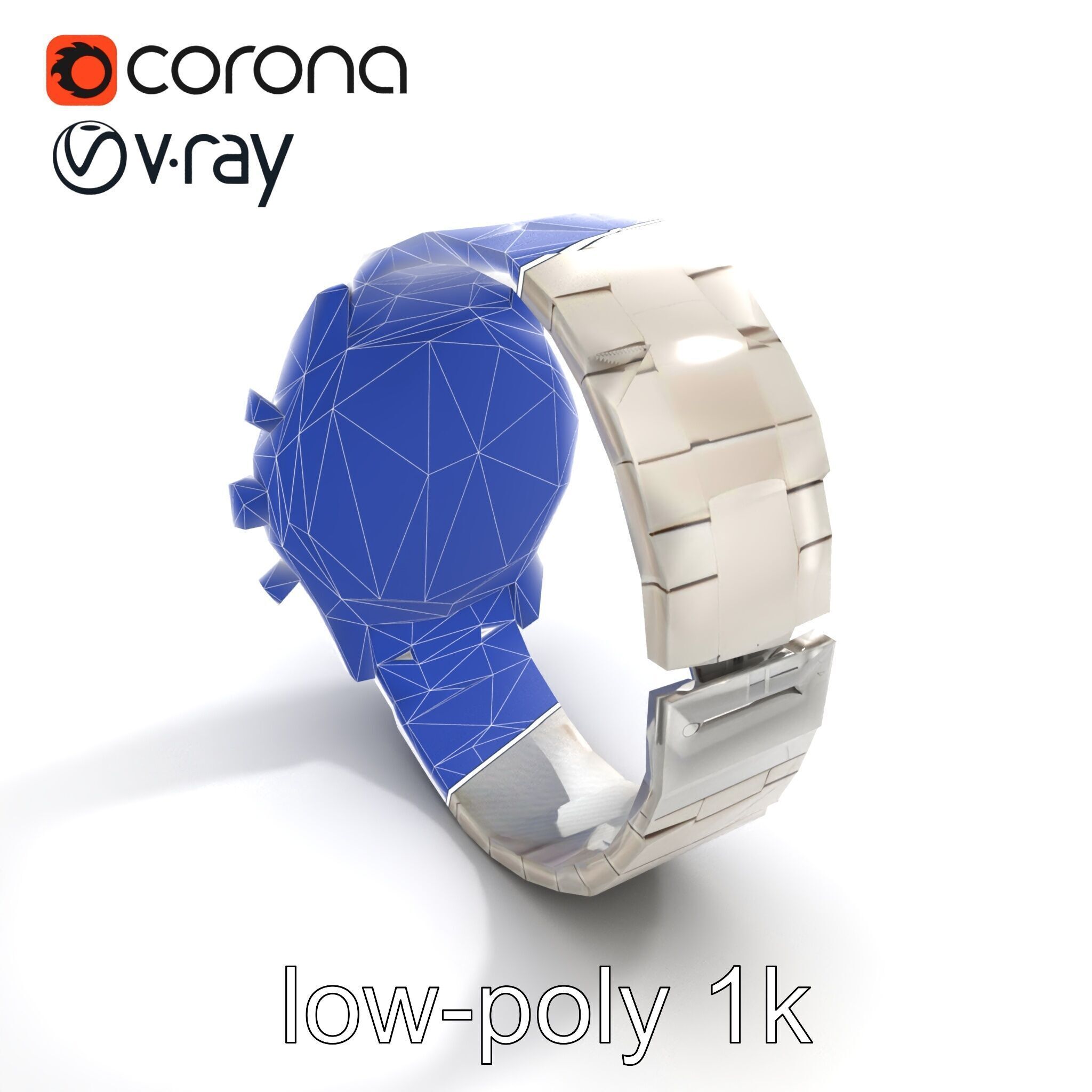 Elegant Mens Wristwatch model pack Low-poly 3D model_11