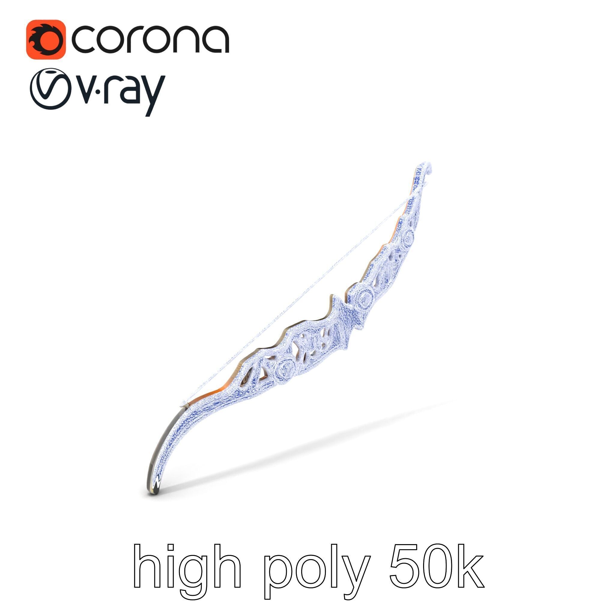 Magical Bow with Glowing Runes model pack Low-poly 3D model_10