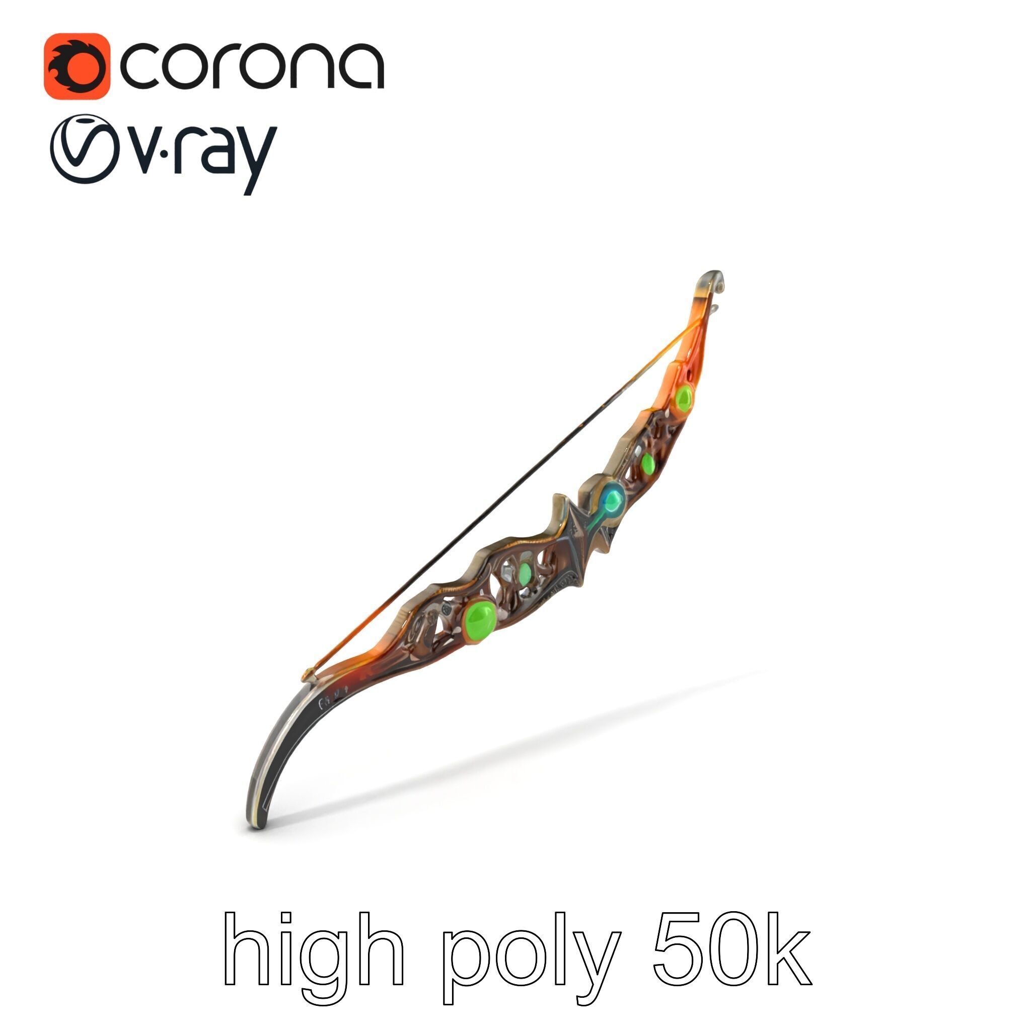 Magical Bow with Glowing Runes model pack Low-poly 3D model_2