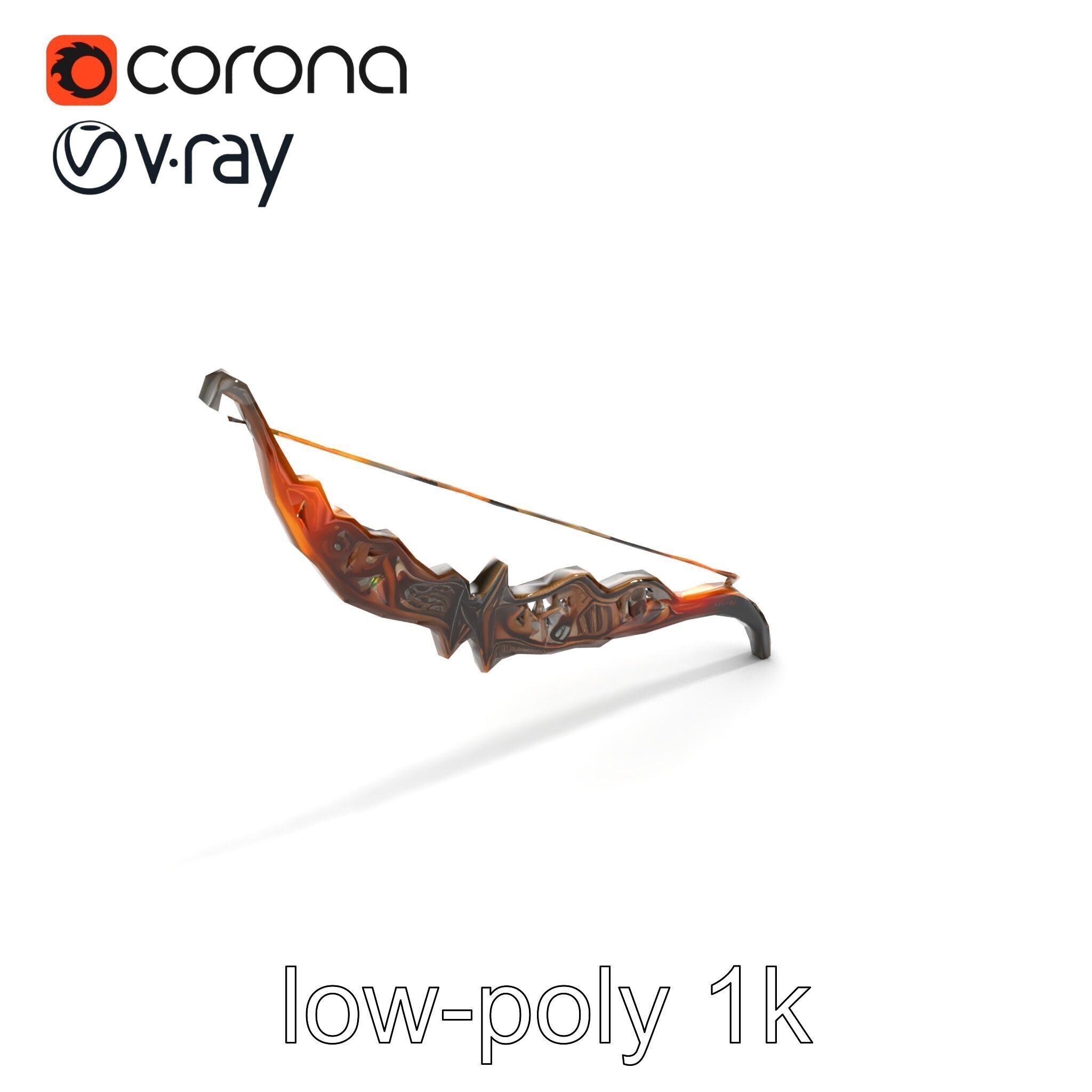 Magical Bow with Glowing Runes model pack Low-poly 3D model_9