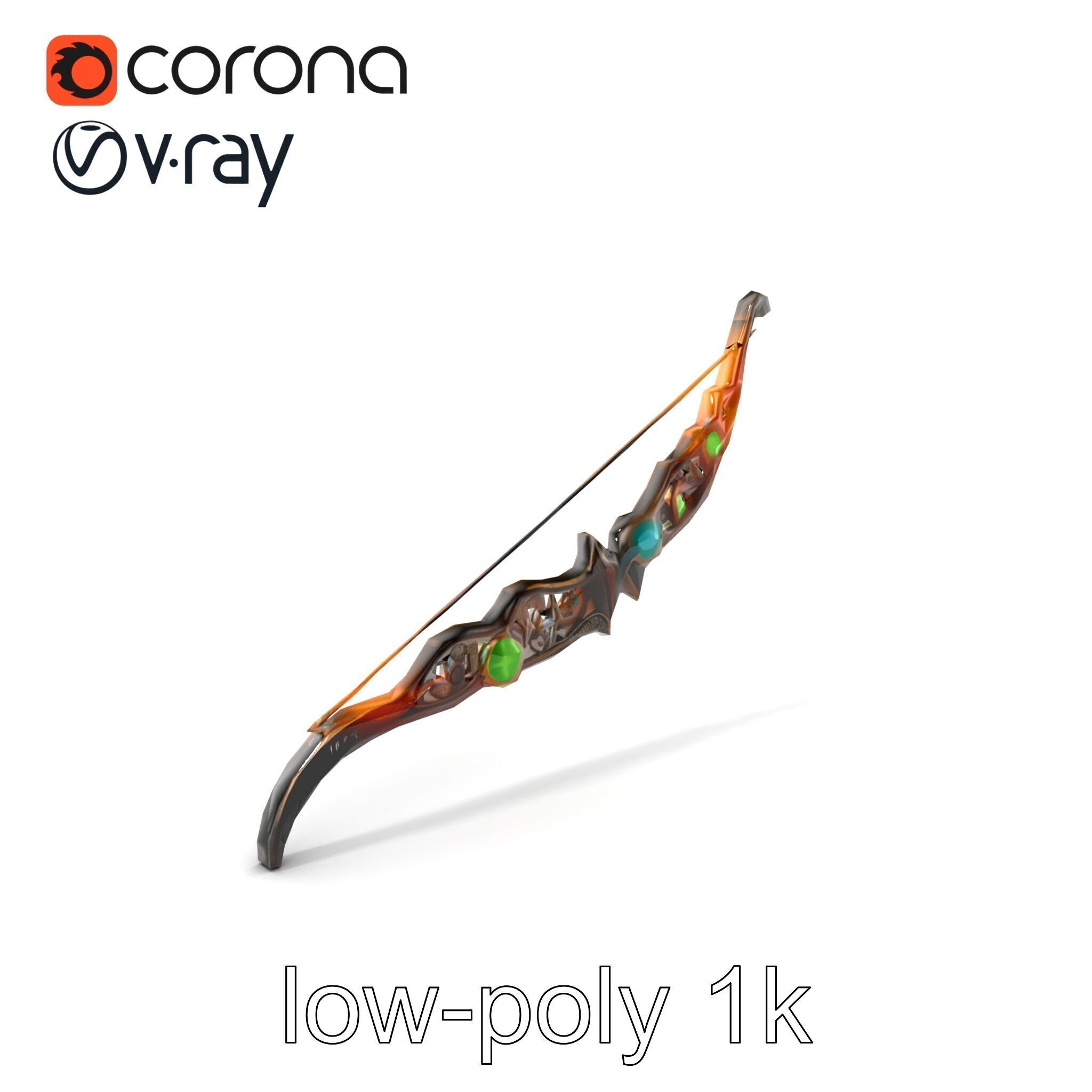 Magical Bow with Glowing Runes model pack Low-poly 3D model_5
