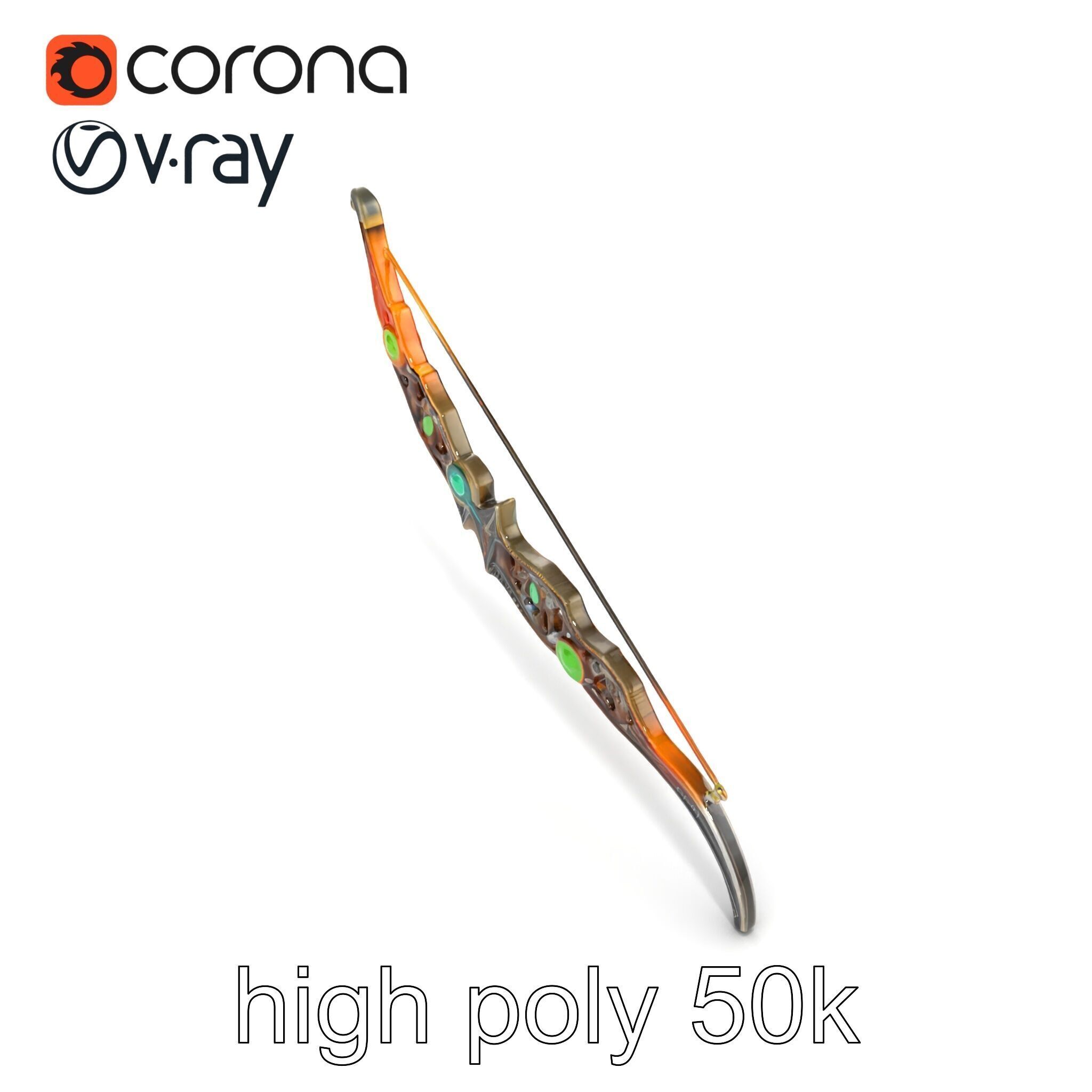 Magical Bow with Glowing Runes model pack Low-poly 3D model_26