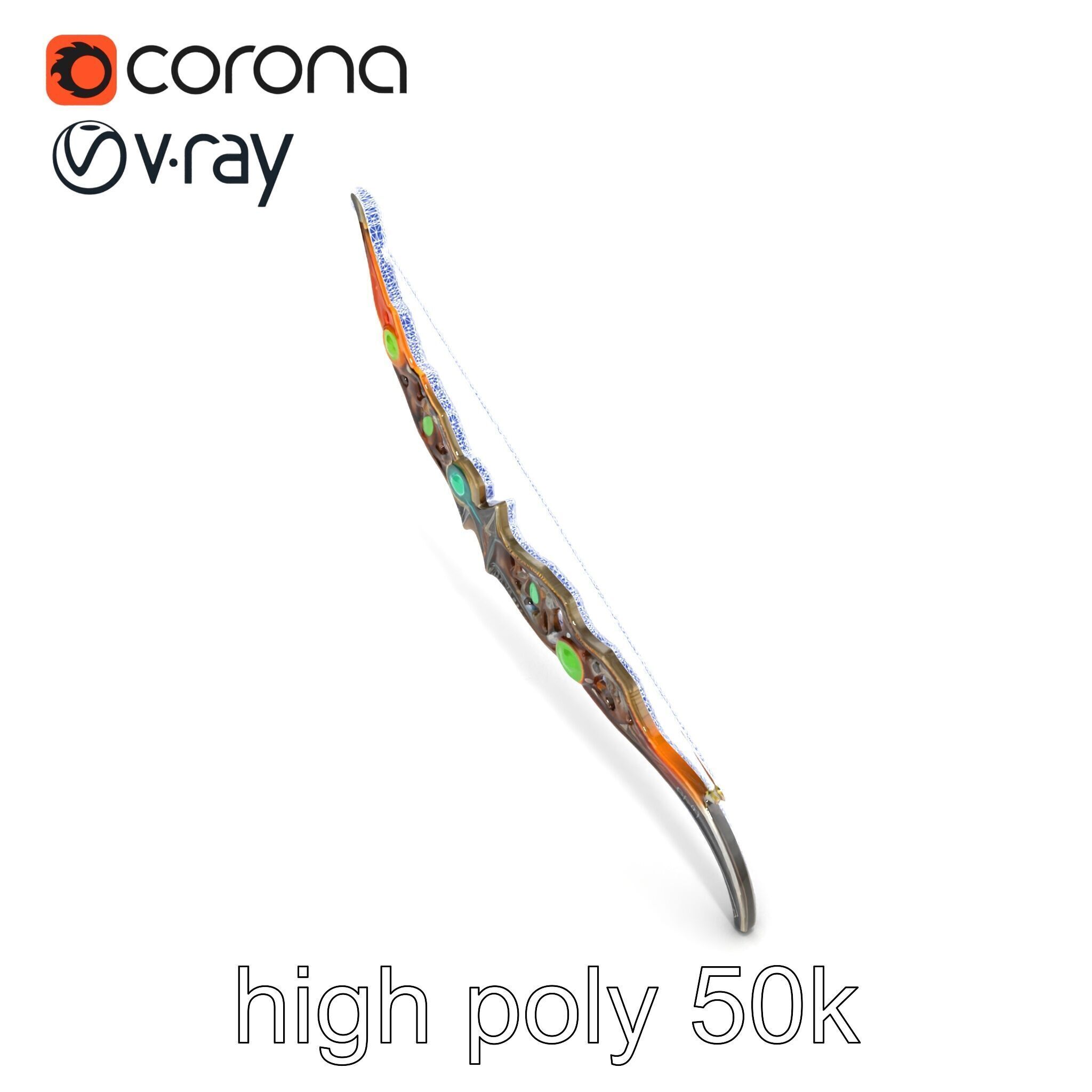 Magical Bow with Glowing Runes model pack Low-poly 3D model_29