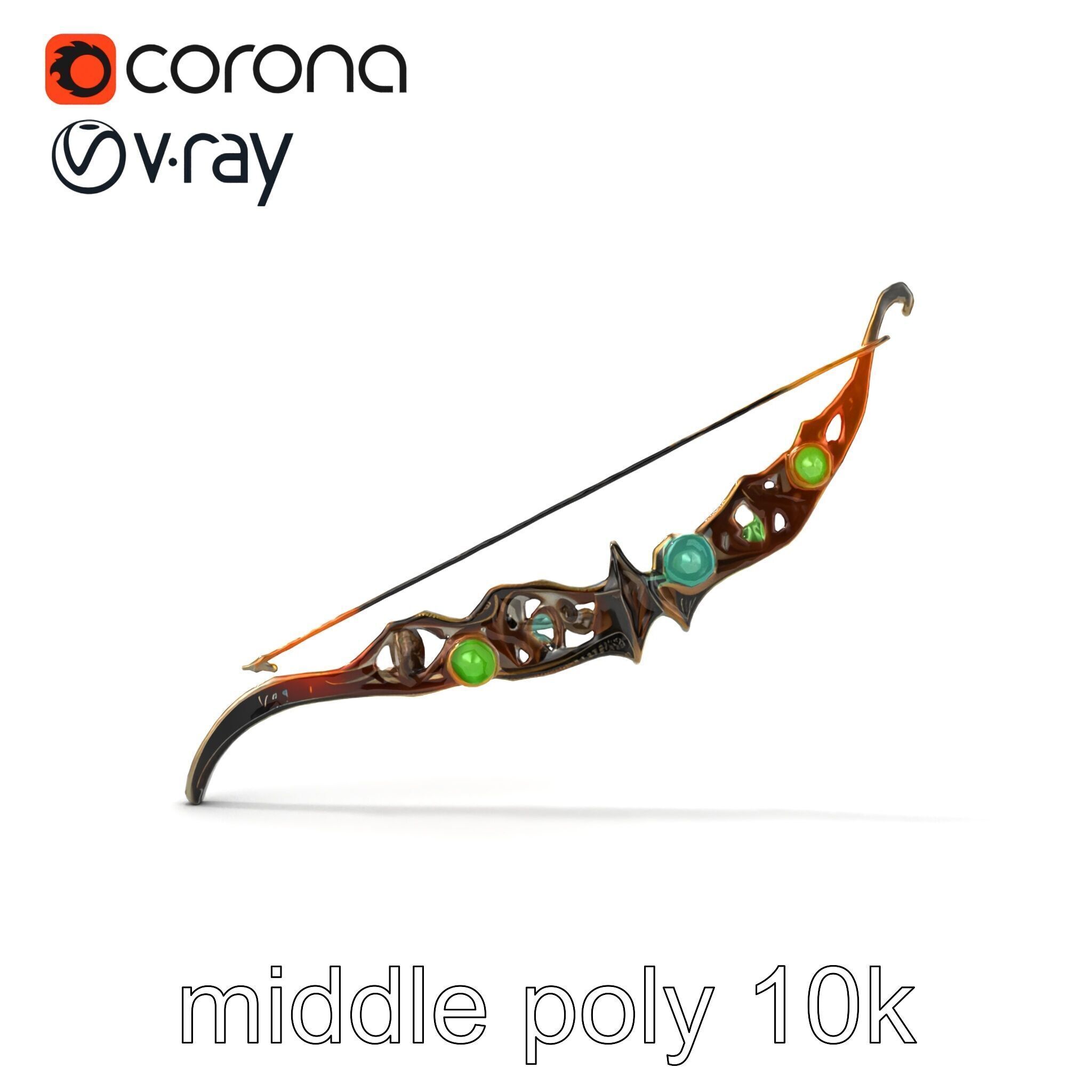 Magical Bow with Glowing Runes model pack Low-poly 3D model_14