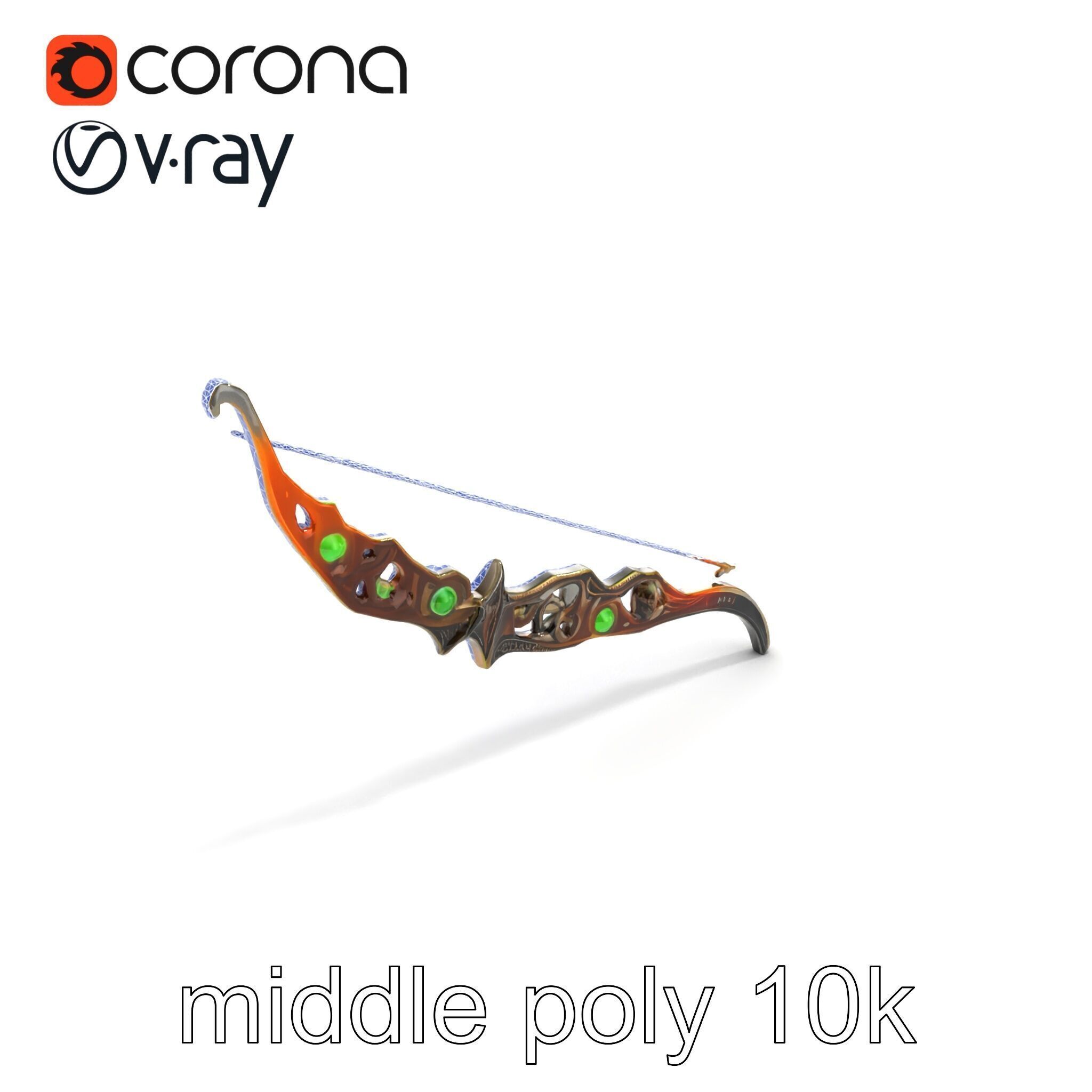 Magical Bow with Glowing Runes model pack Low-poly 3D model_11