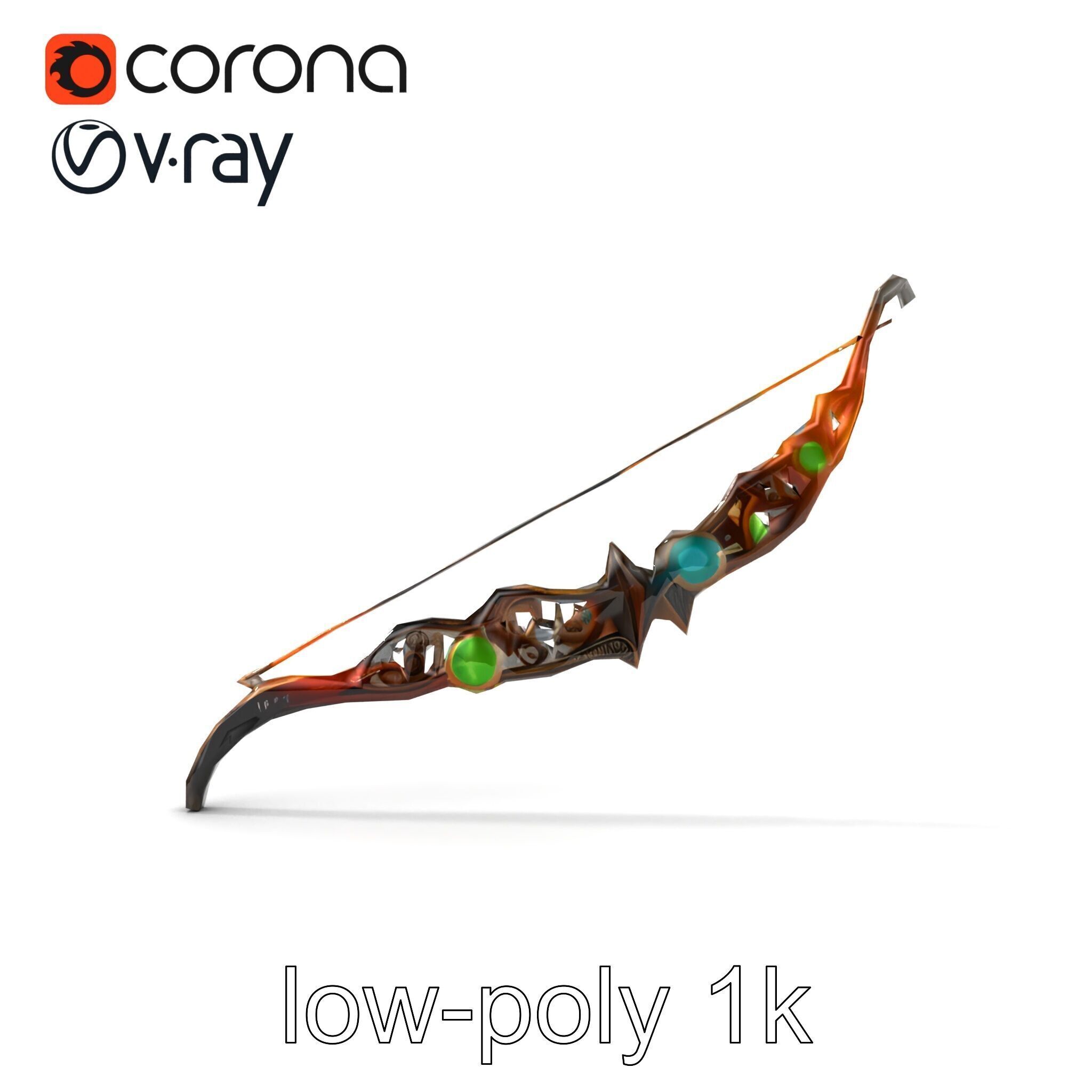 Magical Bow with Glowing Runes model pack Low-poly 3D model_12