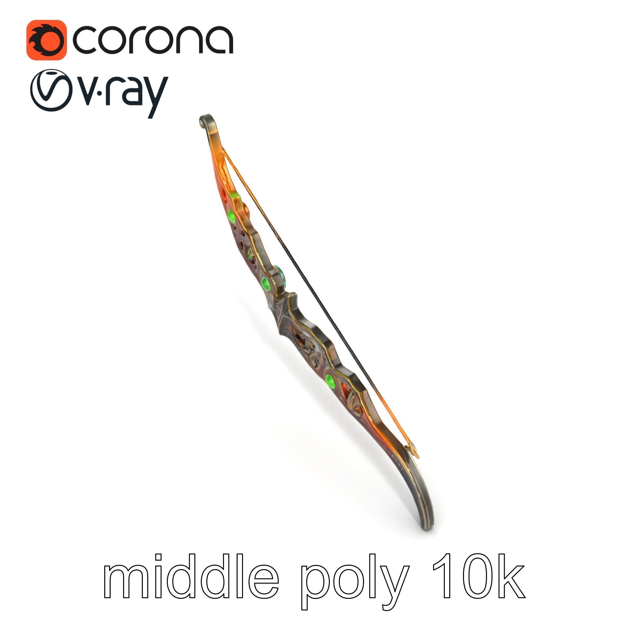 Magical Bow with Glowing Runes model pack Low-poly 3D model_18