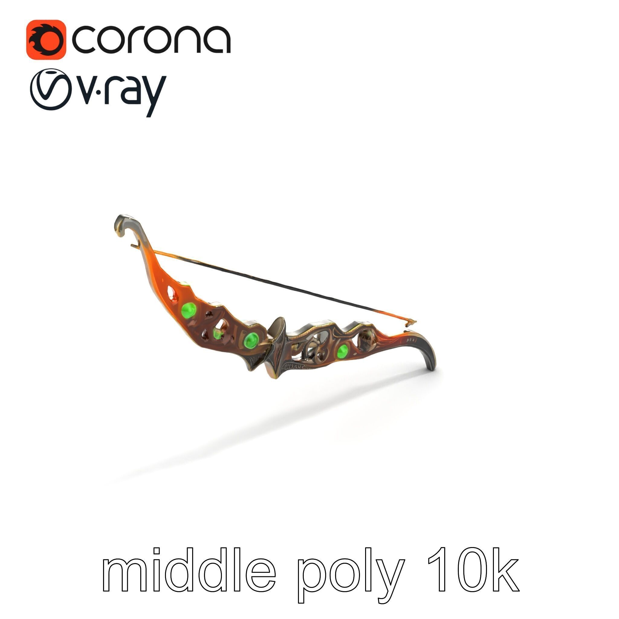 Magical Bow with Glowing Runes model pack Low-poly 3D model_8