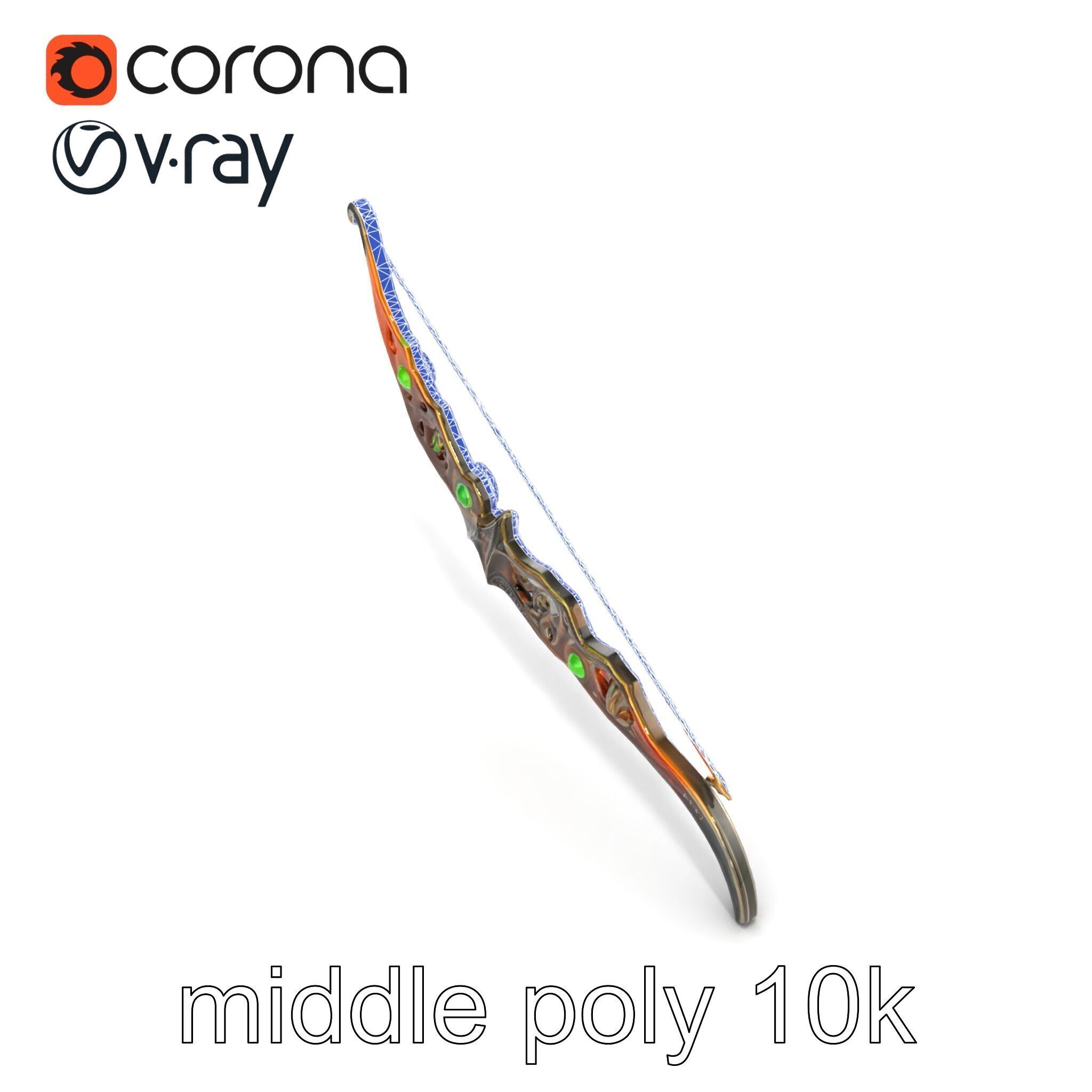 Magical Bow with Glowing Runes model pack Low-poly 3D model_15