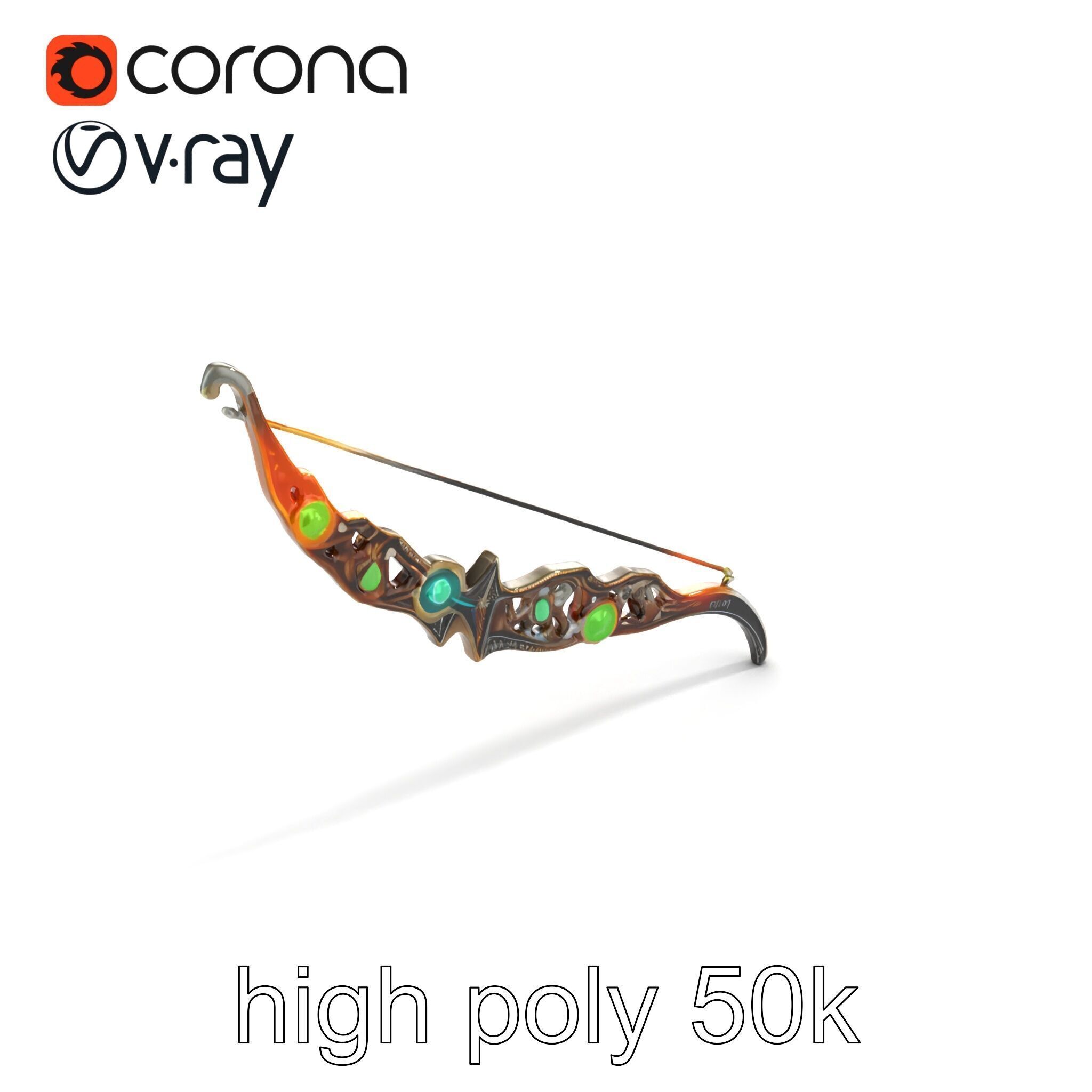 Magical Bow with Glowing Runes model pack Low-poly 3D model_16