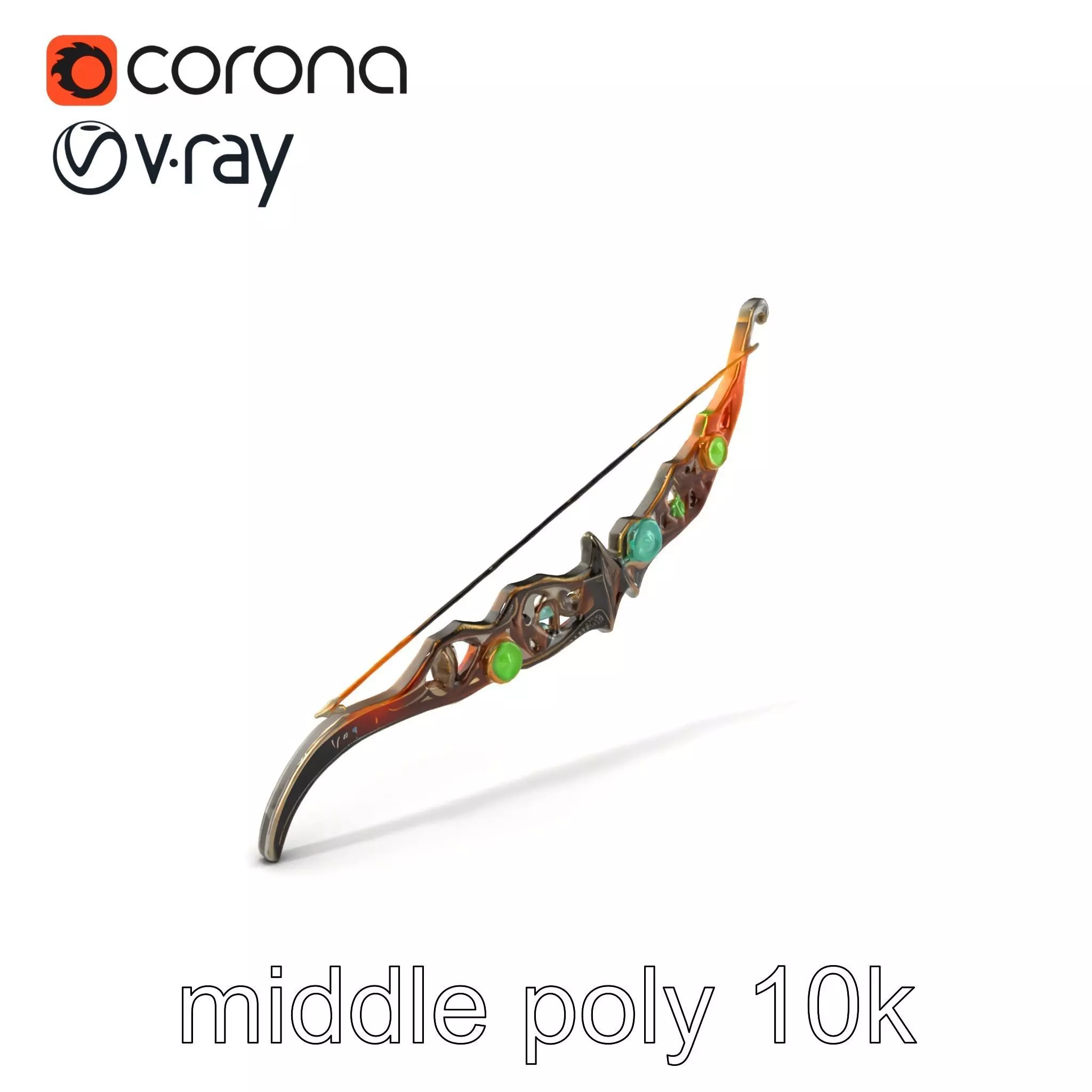 Magical Bow with Glowing Runes model pack Low-poly 3D model_0