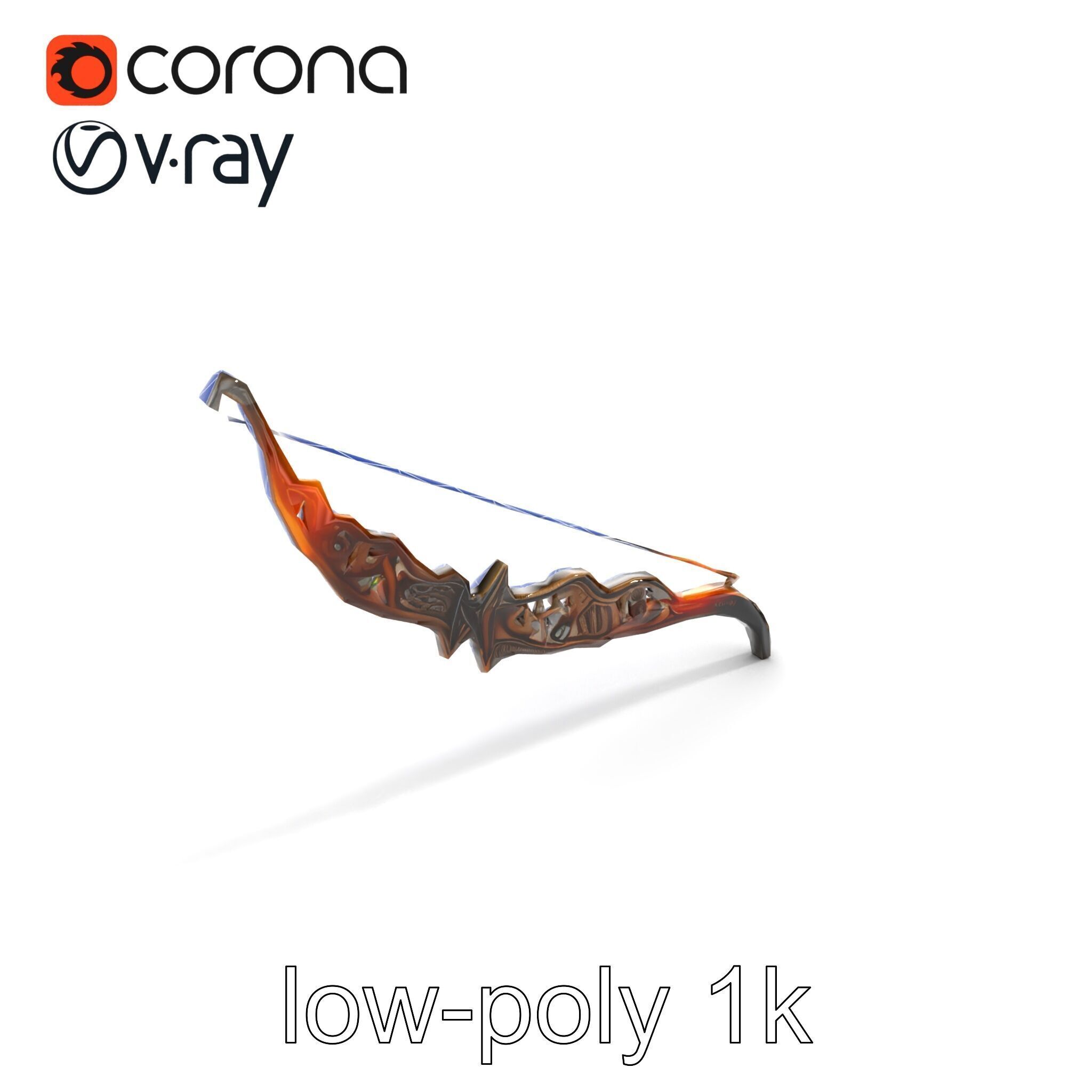 Magical Bow with Glowing Runes model pack Low-poly 3D model_17