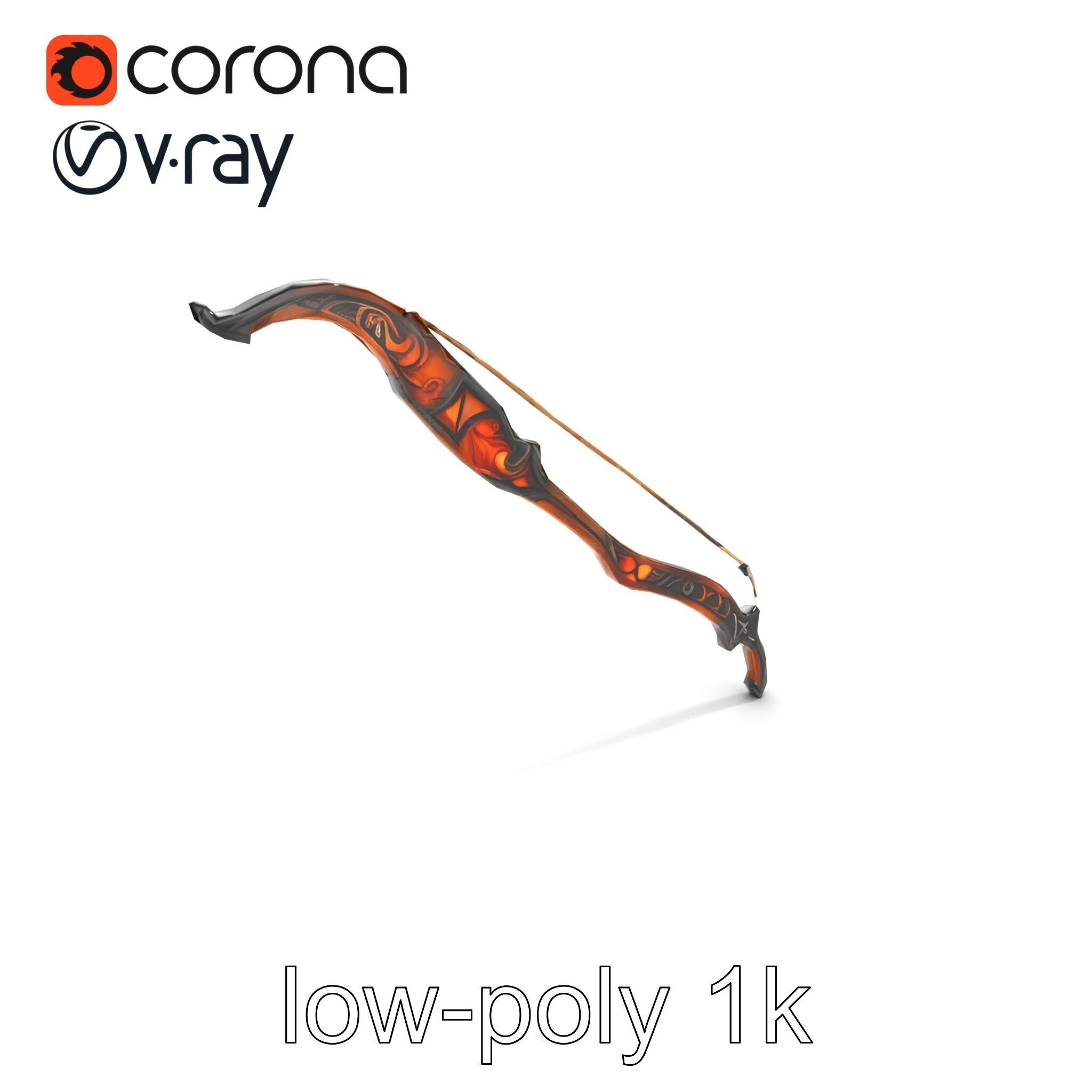 Mystical Arcane Bow with Illuminating Runes model pack Low-poly 3D model_9