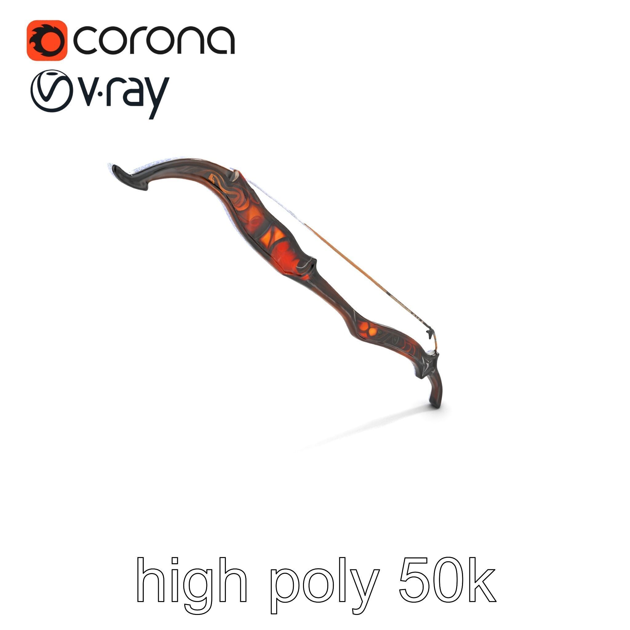 Mystical Arcane Bow with Illuminating Runes model pack Low-poly 3D model_17