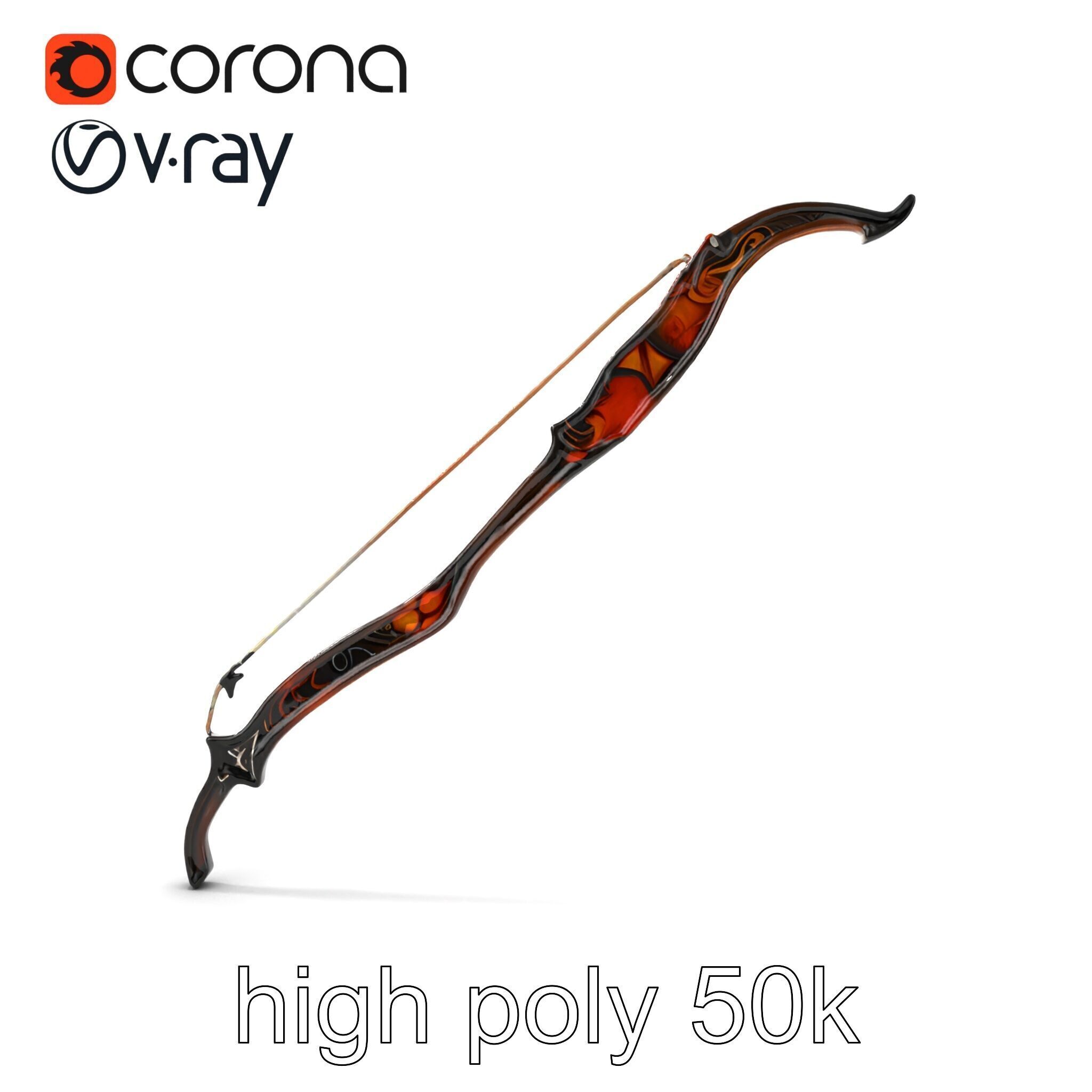 Mystical Arcane Bow with Illuminating Runes model pack Low-poly 3D model_22