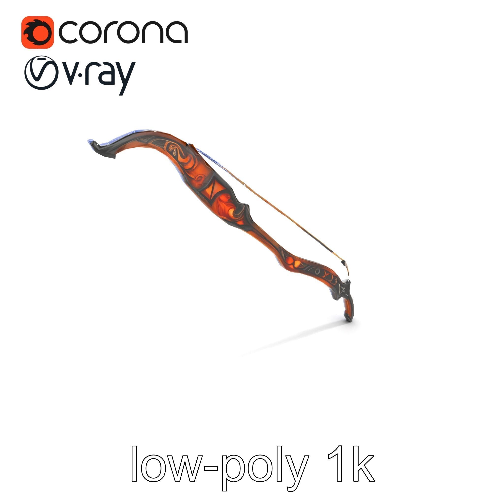 Mystical Arcane Bow with Illuminating Runes model pack Low-poly 3D model_11