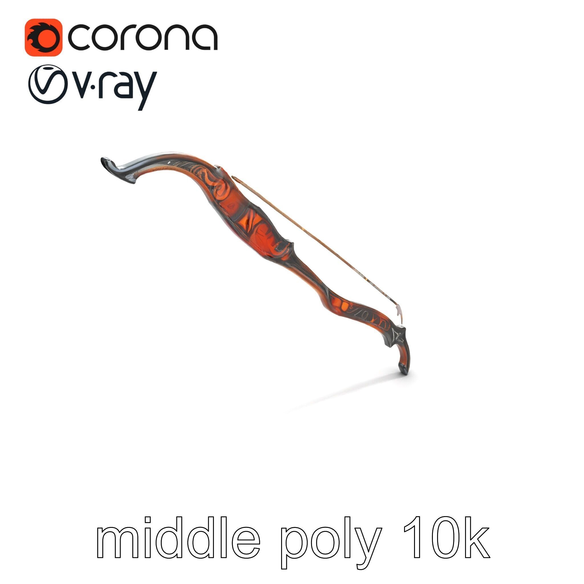 Mystical Arcane Bow with Illuminating Runes model pack Low-poly 3D model_8