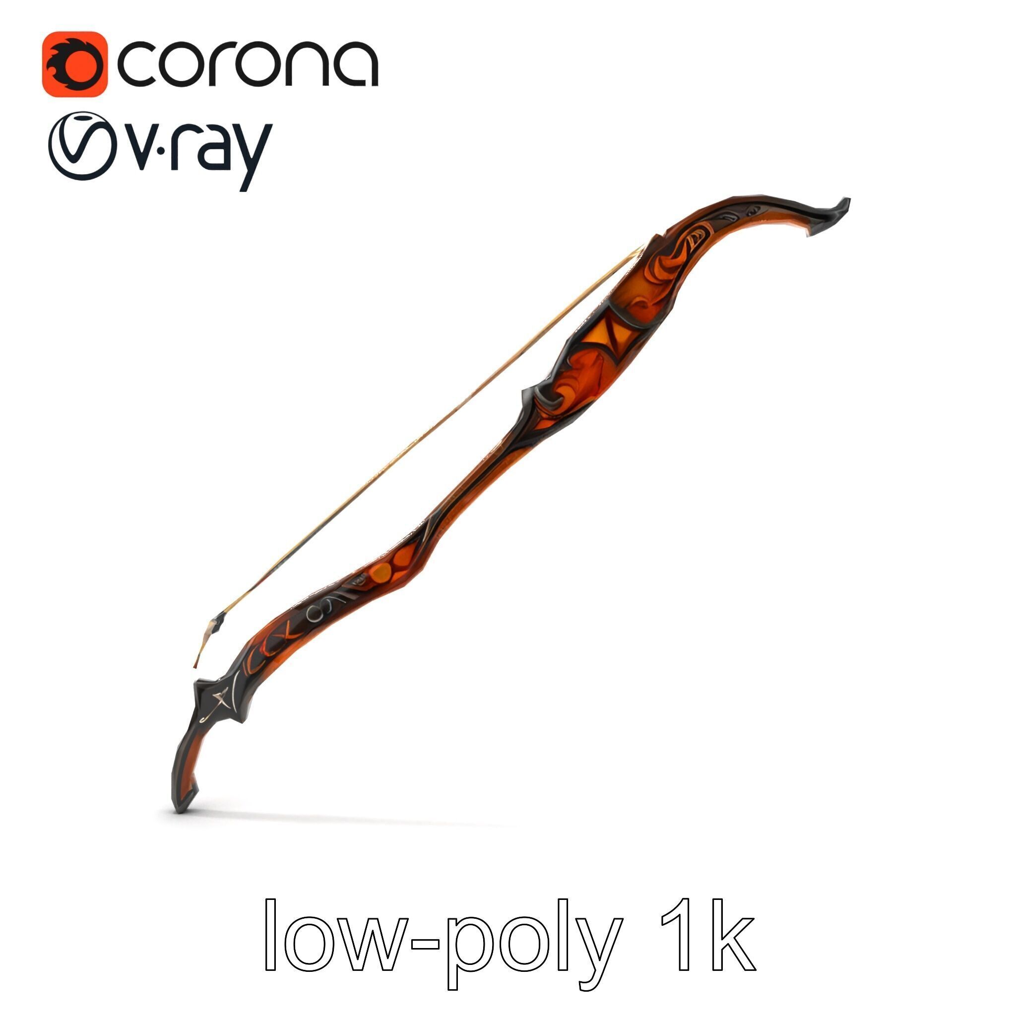 Mystical Arcane Bow with Illuminating Runes model pack Low-poly 3D model_23