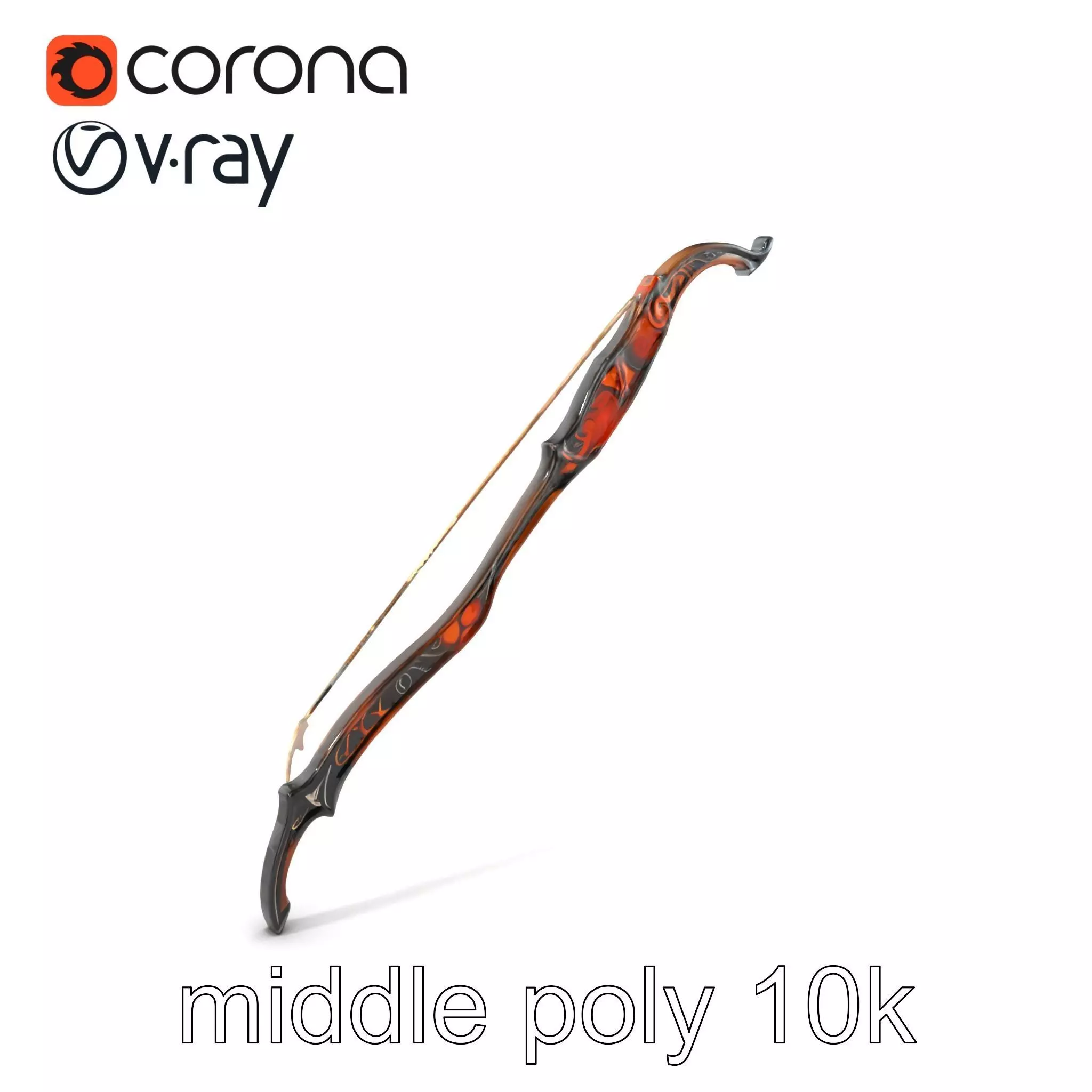 Mystical Arcane Bow with Illuminating Runes model pack Low-poly 3D model_0