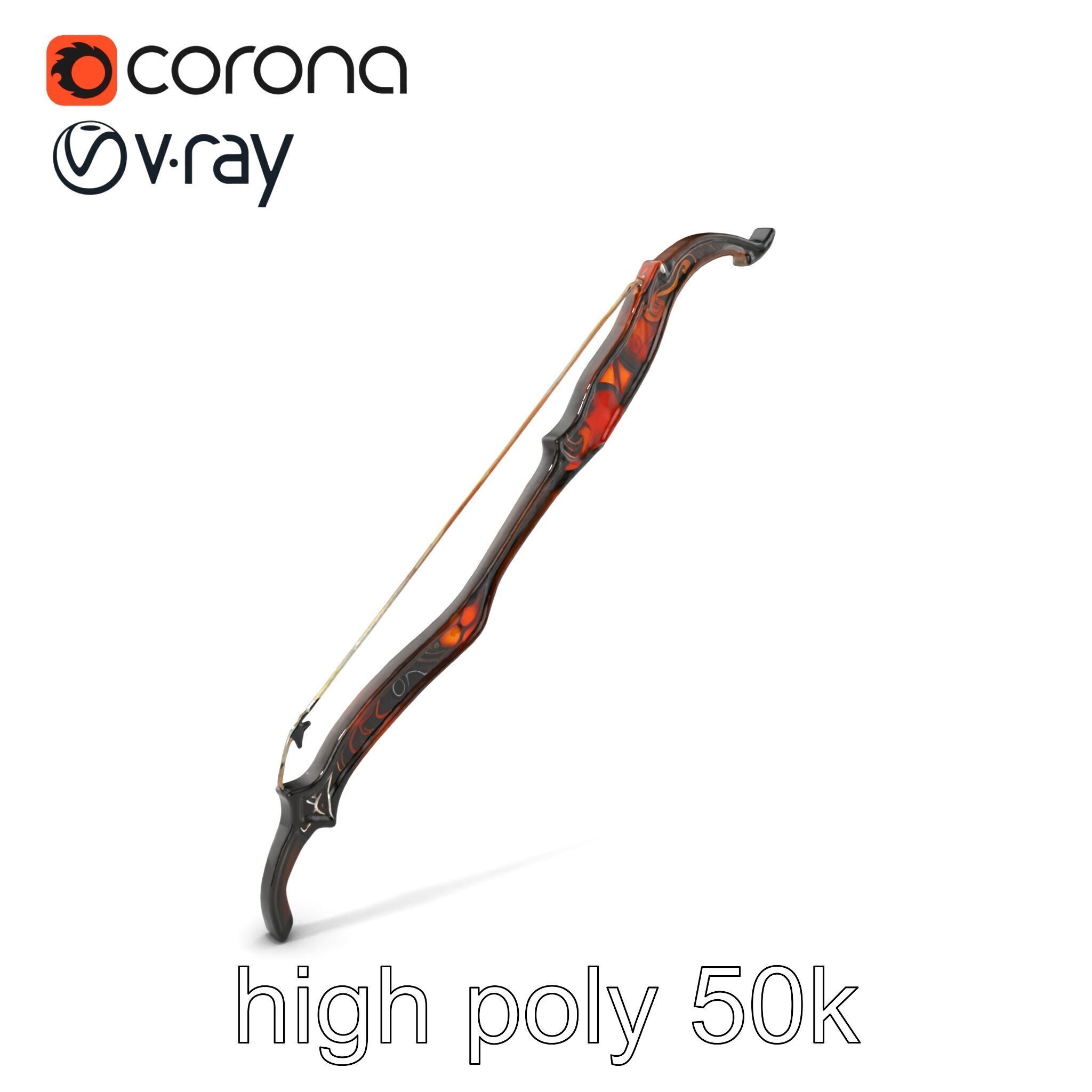 Mystical Arcane Bow with Illuminating Runes model pack Low-poly 3D model_2