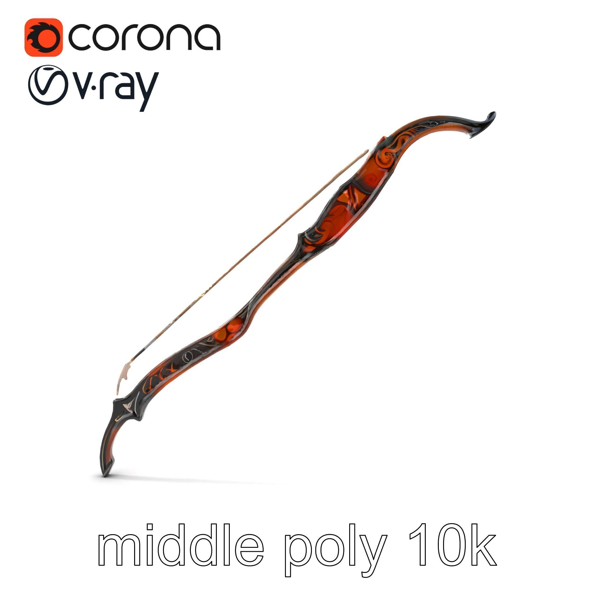 Mystical Arcane Bow with Illuminating Runes model pack Low-poly 3D model_18