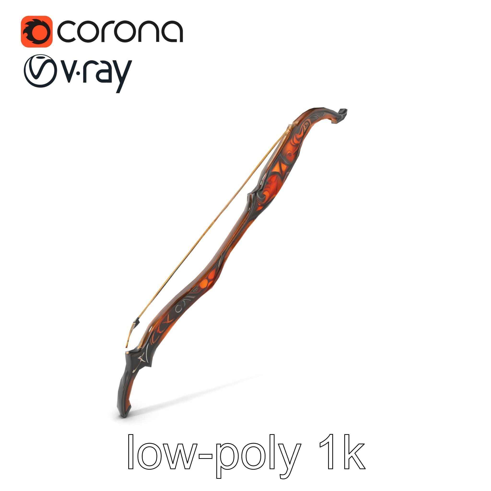 Mystical Arcane Bow with Illuminating Runes model pack Low-poly 3D model_5