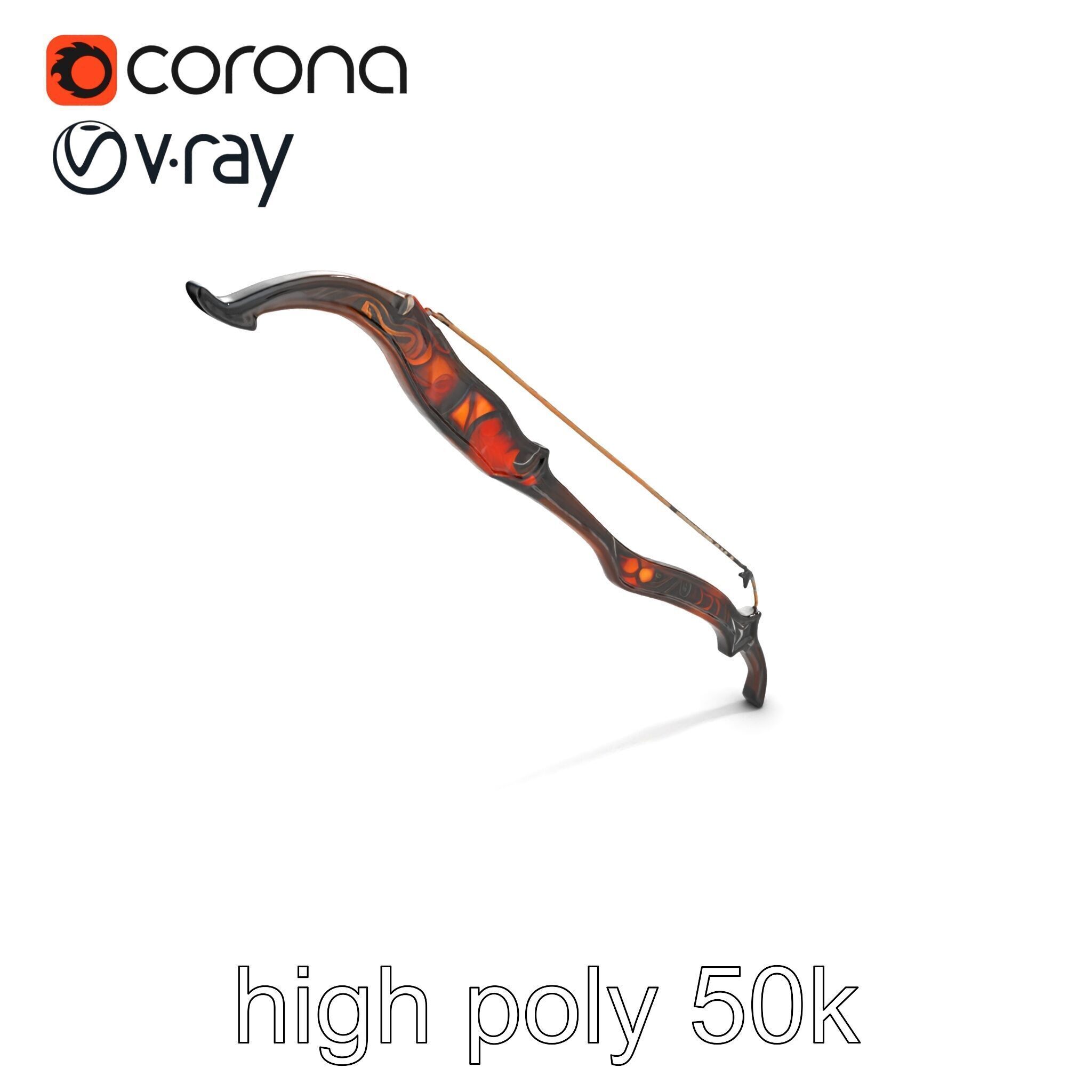 Mystical Arcane Bow with Illuminating Runes model pack Low-poly 3D model_12