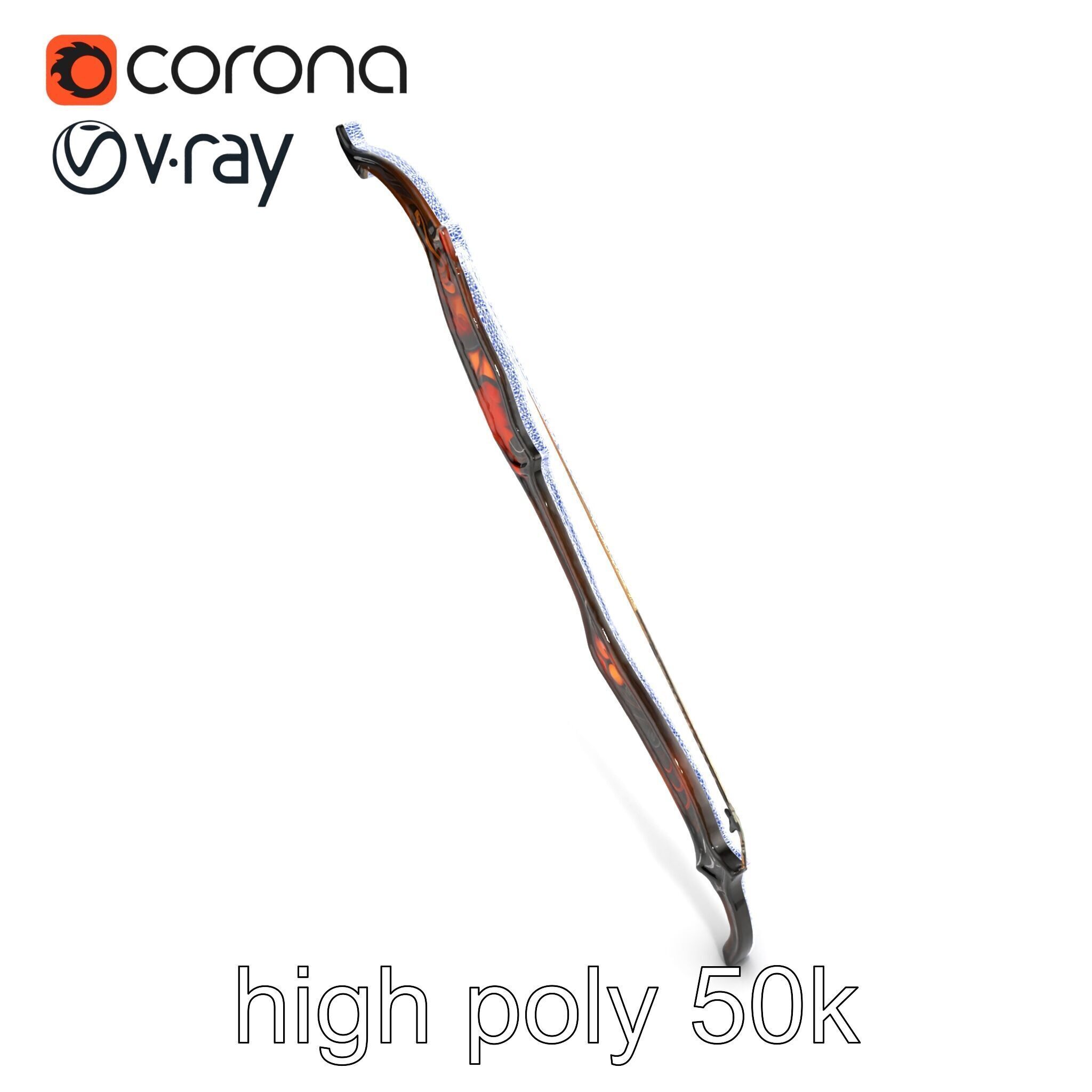 Mystical Arcane Bow with Illuminating Runes model pack Low-poly 3D model_29