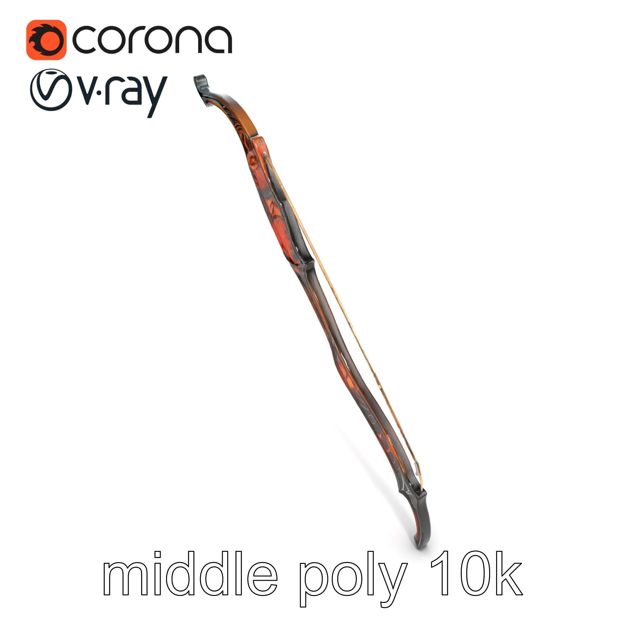 Mystical Arcane Bow with Illuminating Runes model pack Low-poly 3D model_30