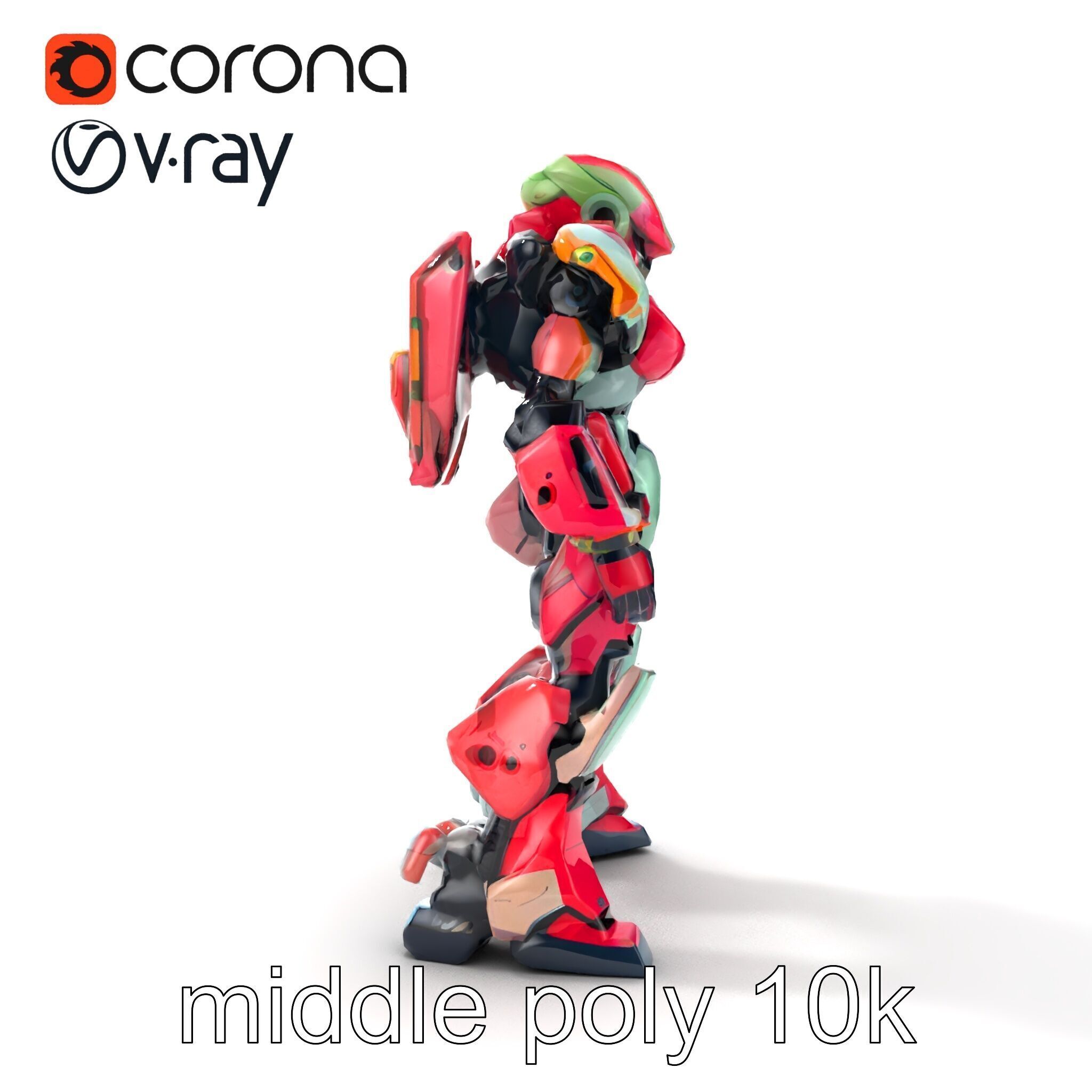 Vivid Humanoid Combat Robot Armor model pack Low-poly 3D model_31