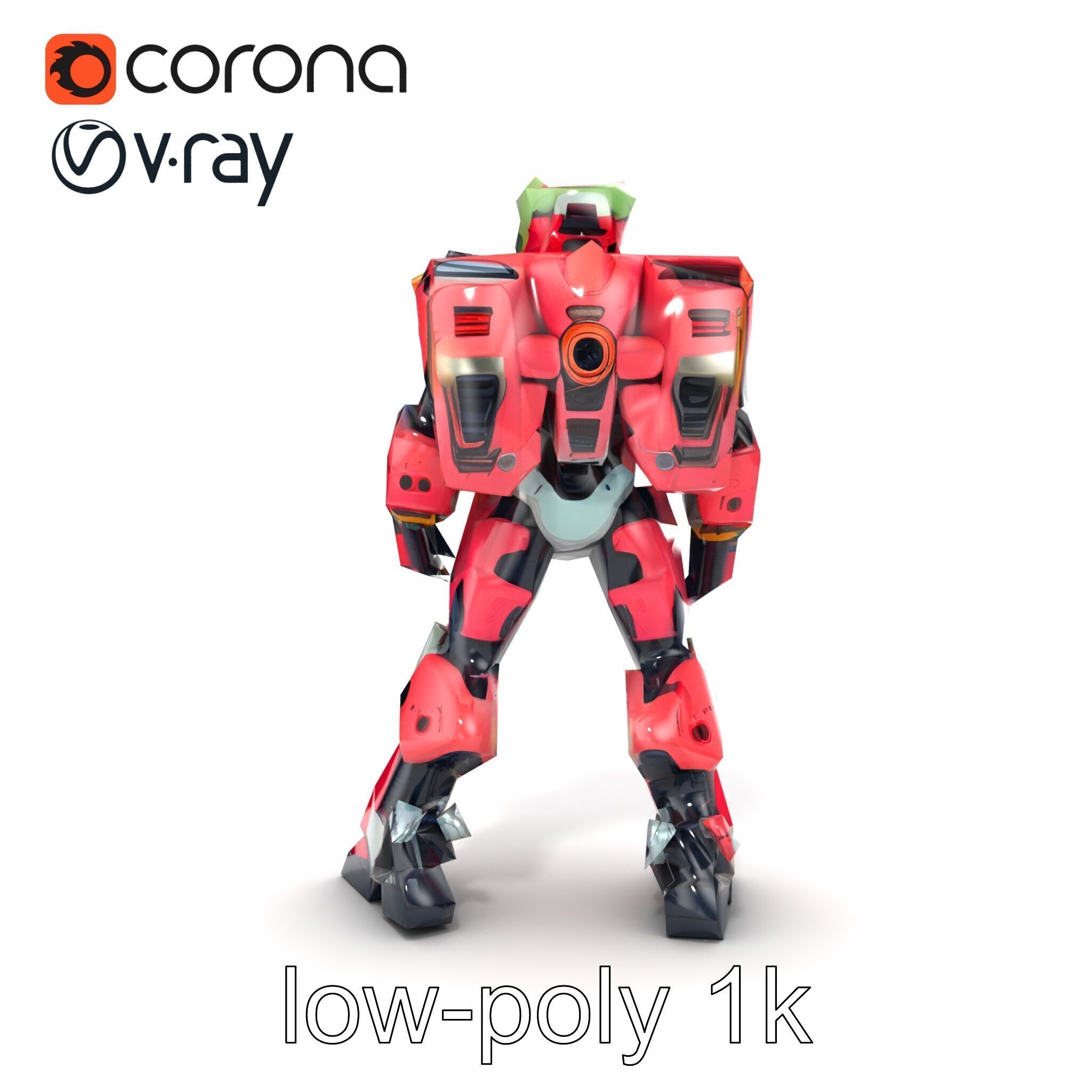 Vivid Humanoid Combat Robot Armor model pack Low-poly 3D model_32