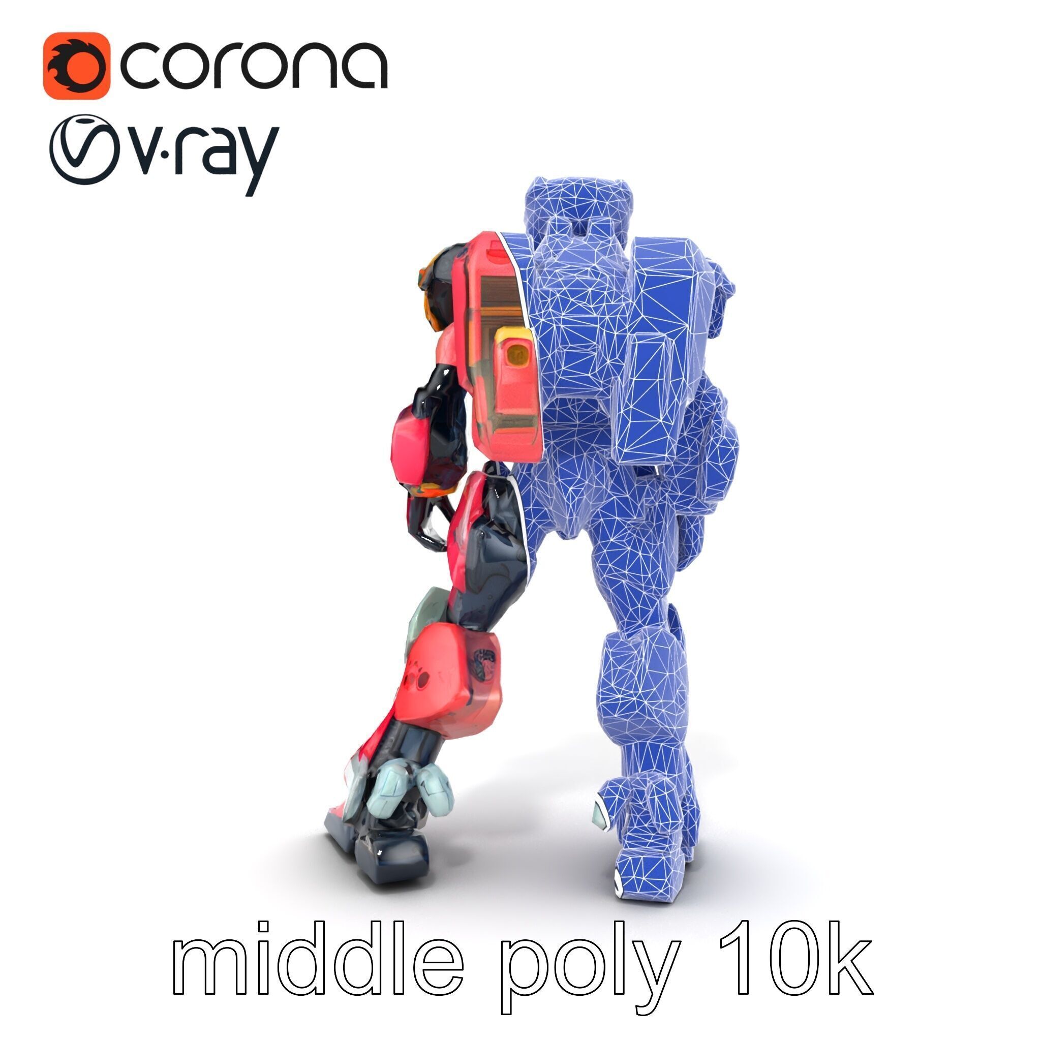 Vivid Humanoid Combat Robot Armor model pack Low-poly 3D model_19