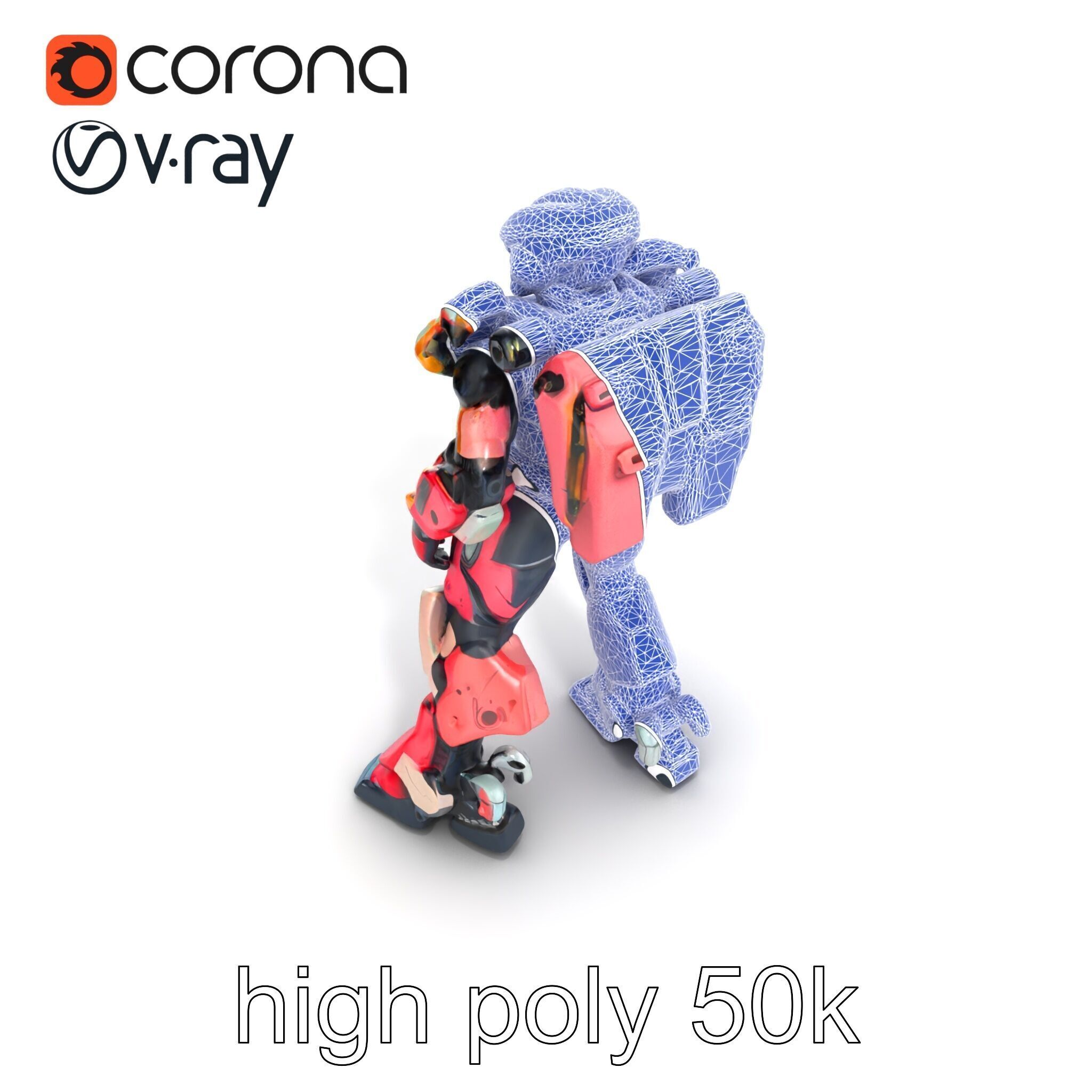 Vivid Humanoid Combat Robot Armor model pack Low-poly 3D model_27