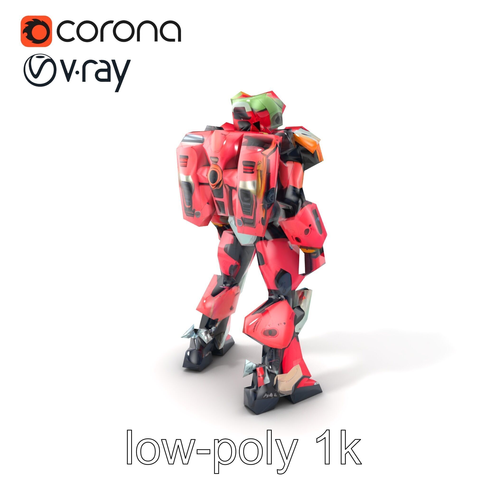 Vivid Humanoid Combat Robot Armor model pack Low-poly 3D model_5