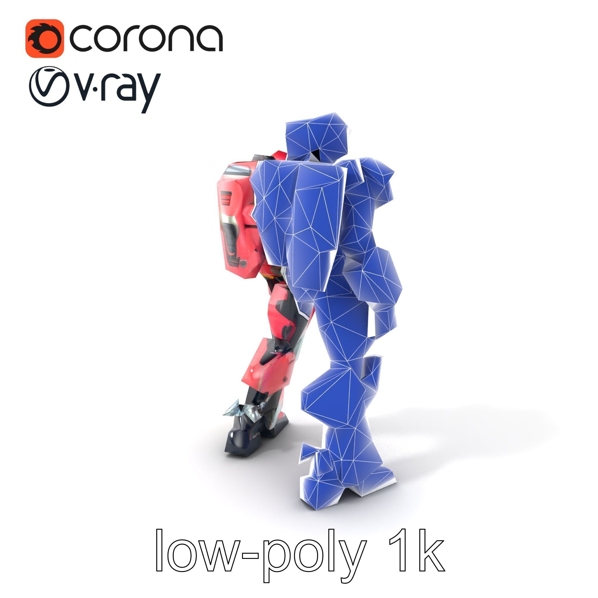 Vivid Humanoid Combat Robot Armor model pack Low-poly 3D model_7
