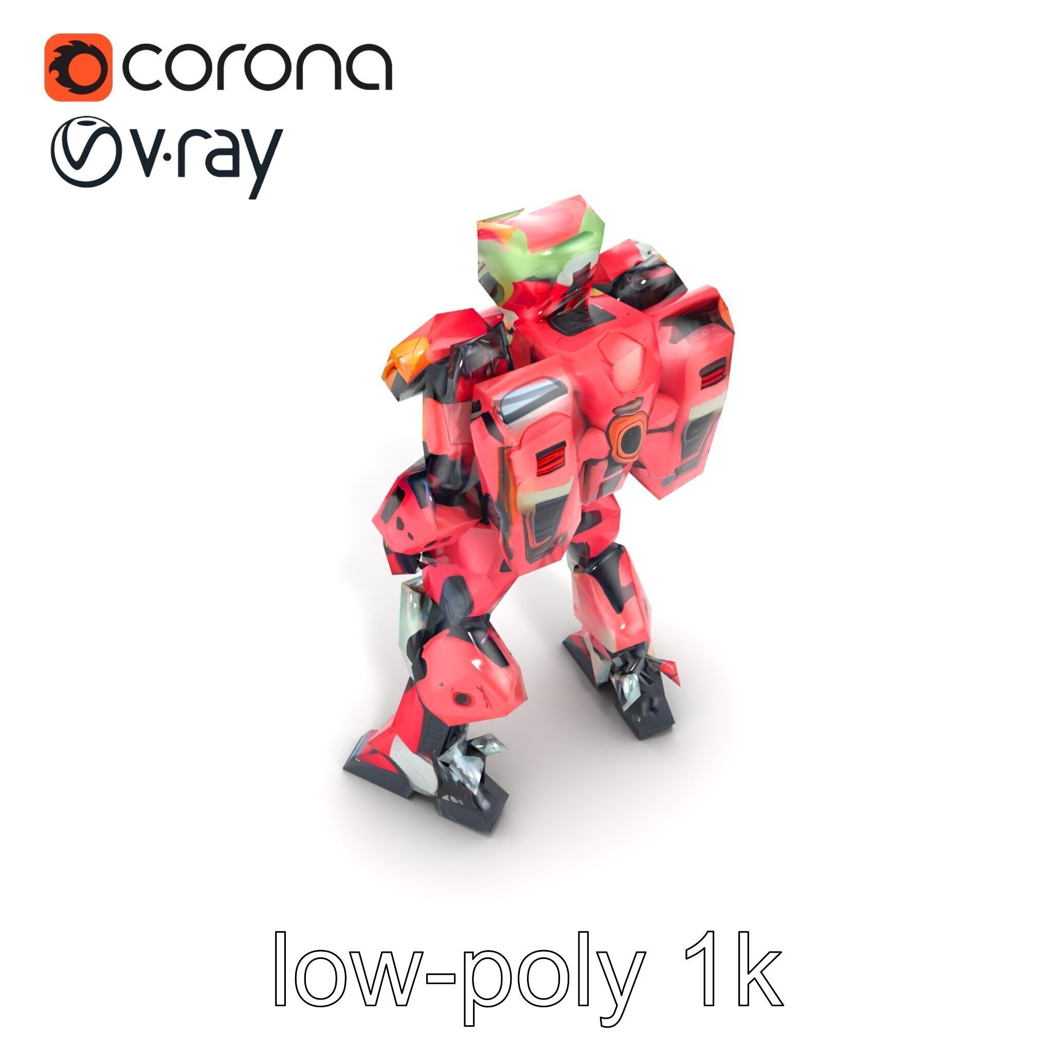 Vivid Humanoid Combat Robot Armor model pack Low-poly 3D model_11