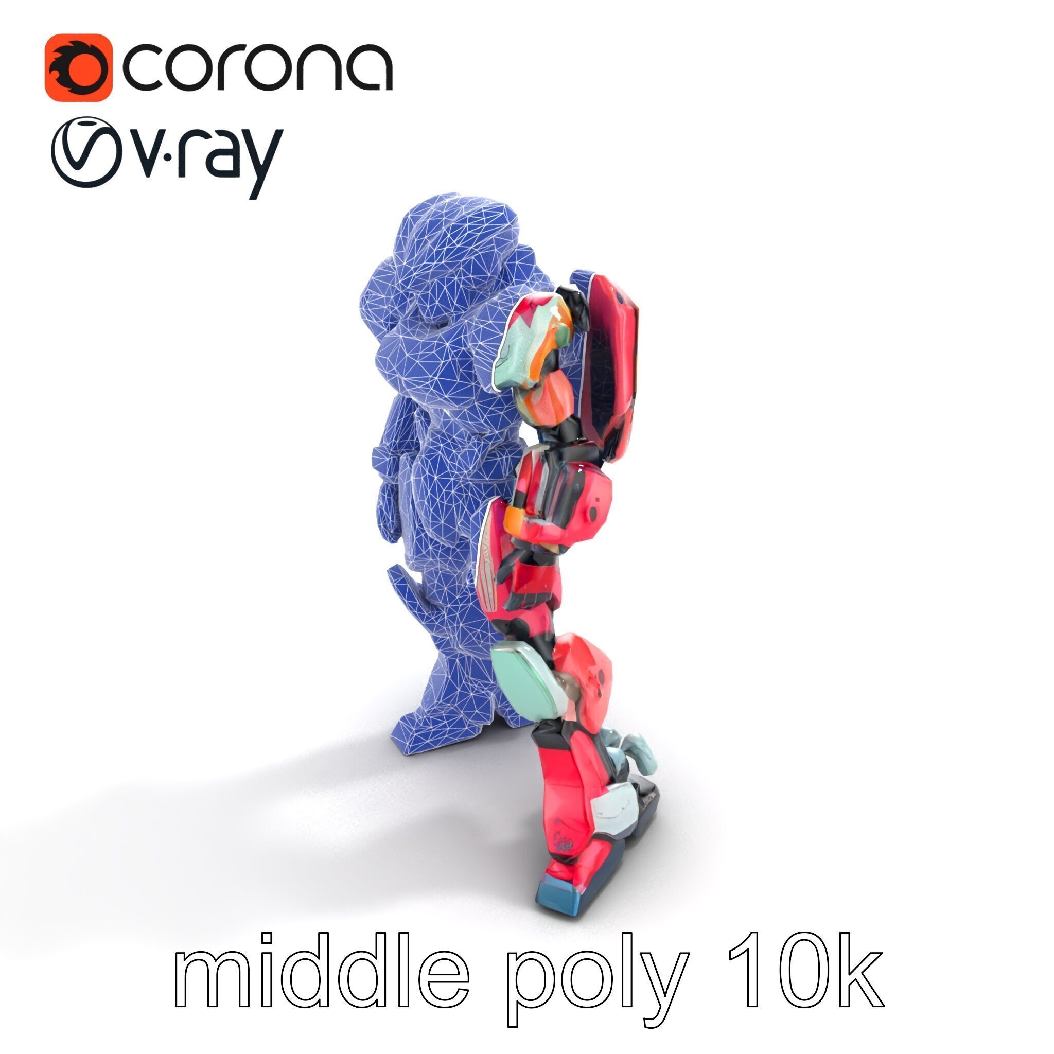 Vivid Humanoid Combat Robot Armor model pack Low-poly 3D model_12