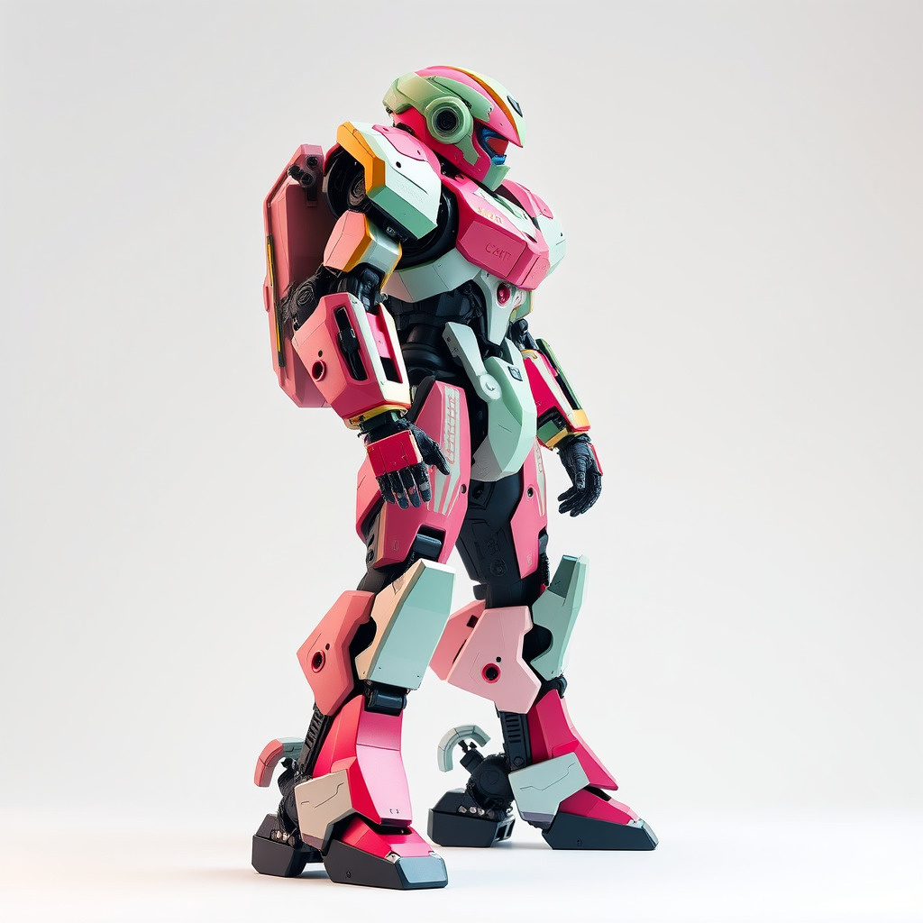 Vivid Humanoid Combat Robot Armor model pack Low-poly 3D model_4