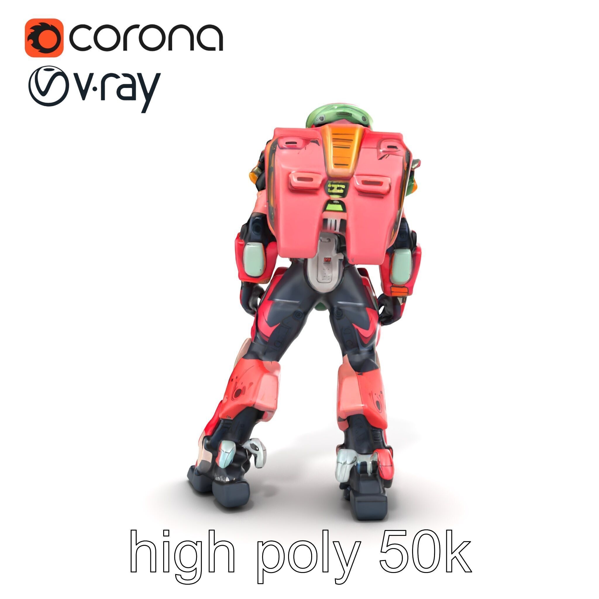 Vivid Humanoid Combat Robot Armor model pack Low-poly 3D model_29