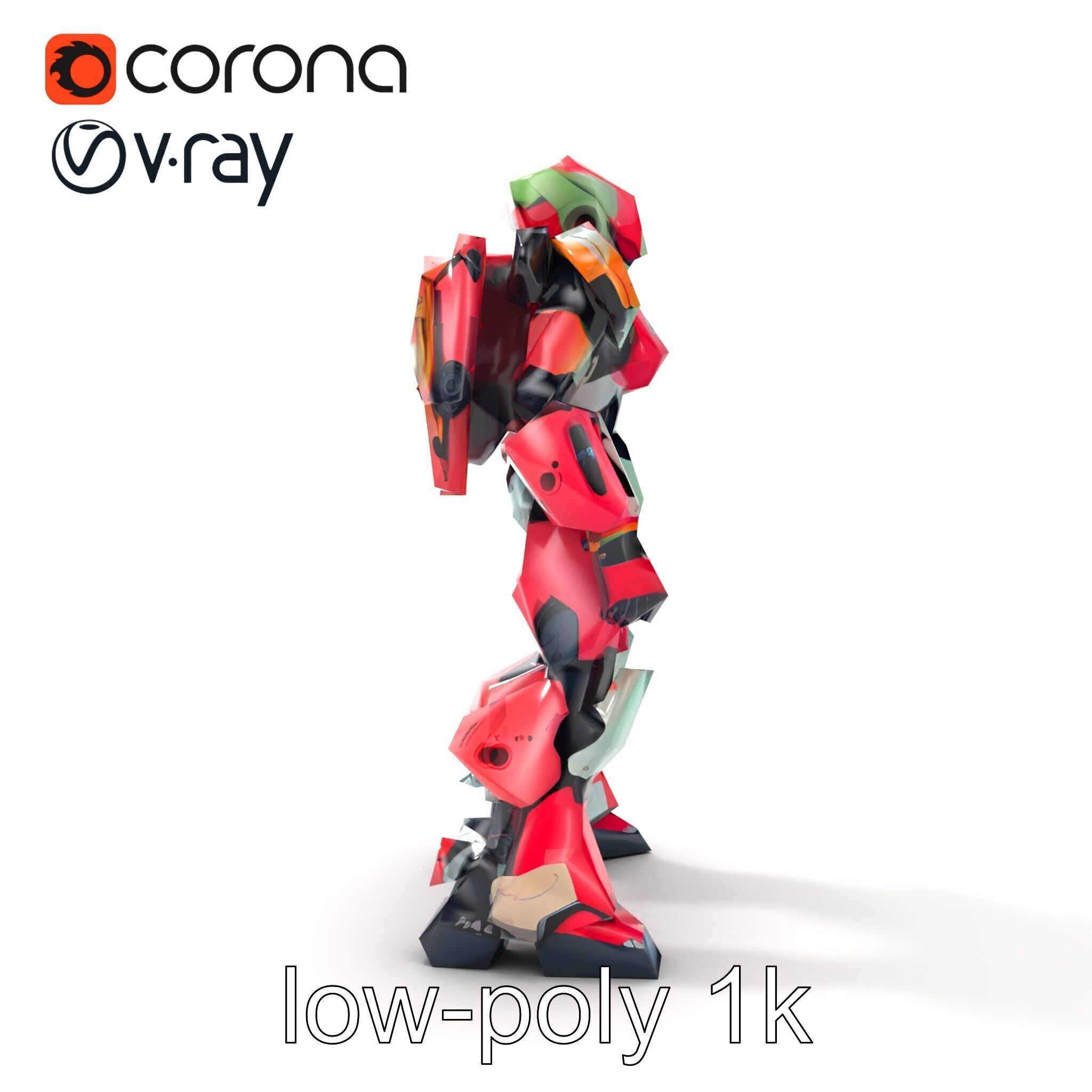Vivid Humanoid Combat Robot Armor model pack Low-poly 3D model_14