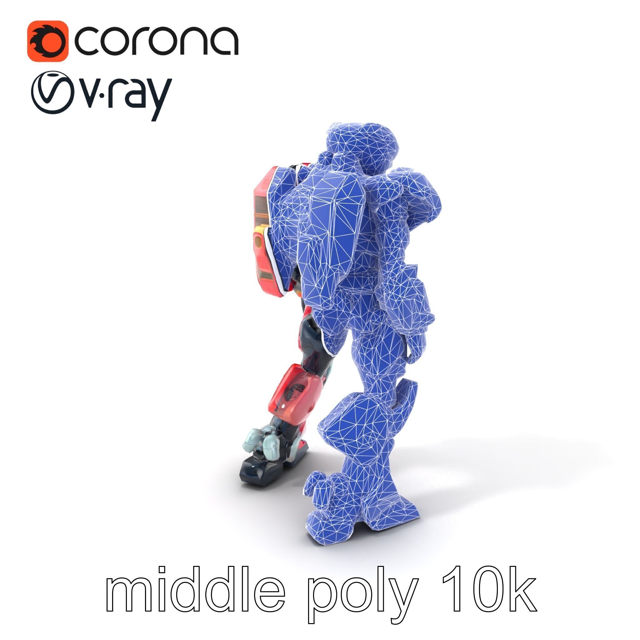 Vivid Humanoid Combat Robot Armor model pack Low-poly 3D model_6