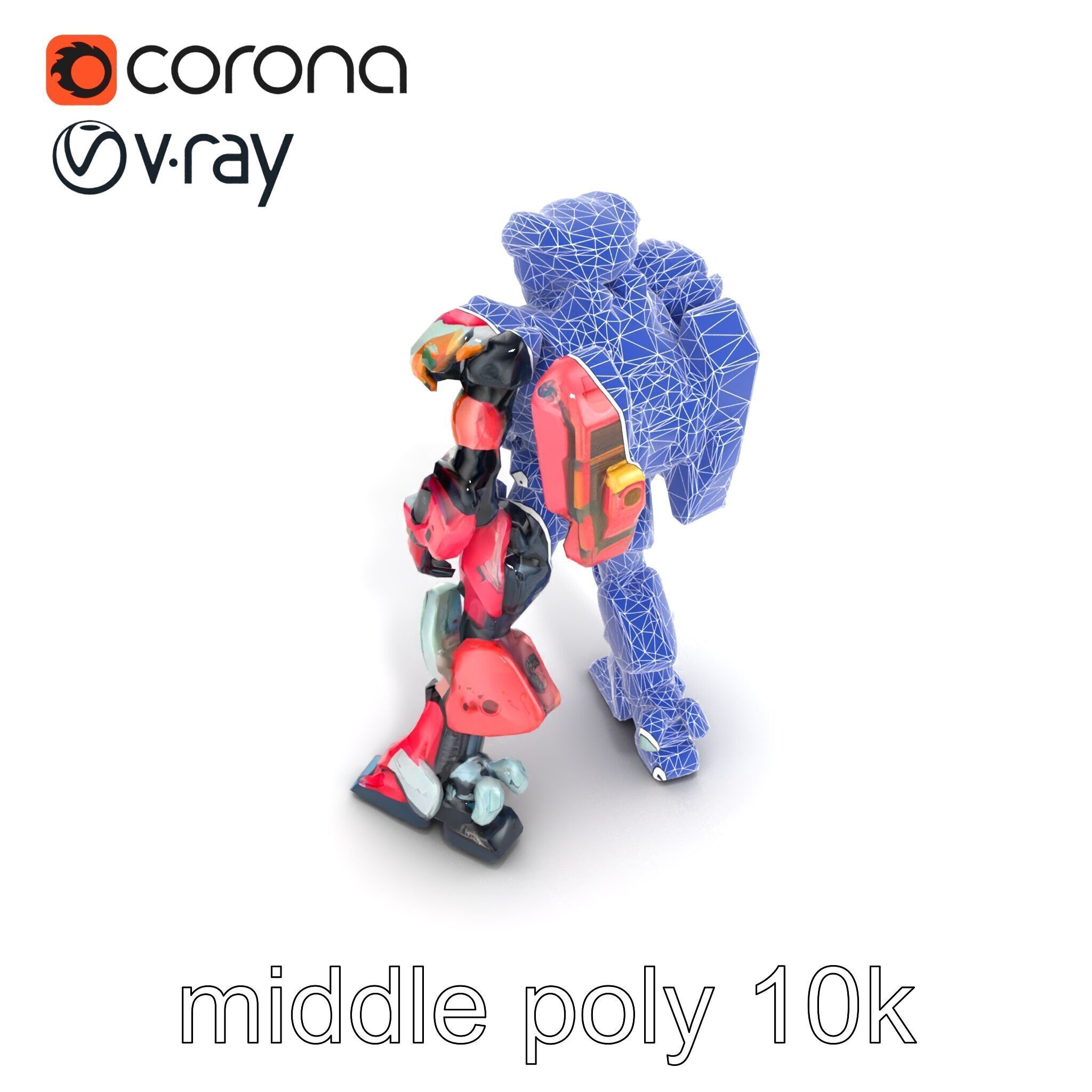 Vivid Humanoid Combat Robot Armor model pack Low-poly 3D model_22