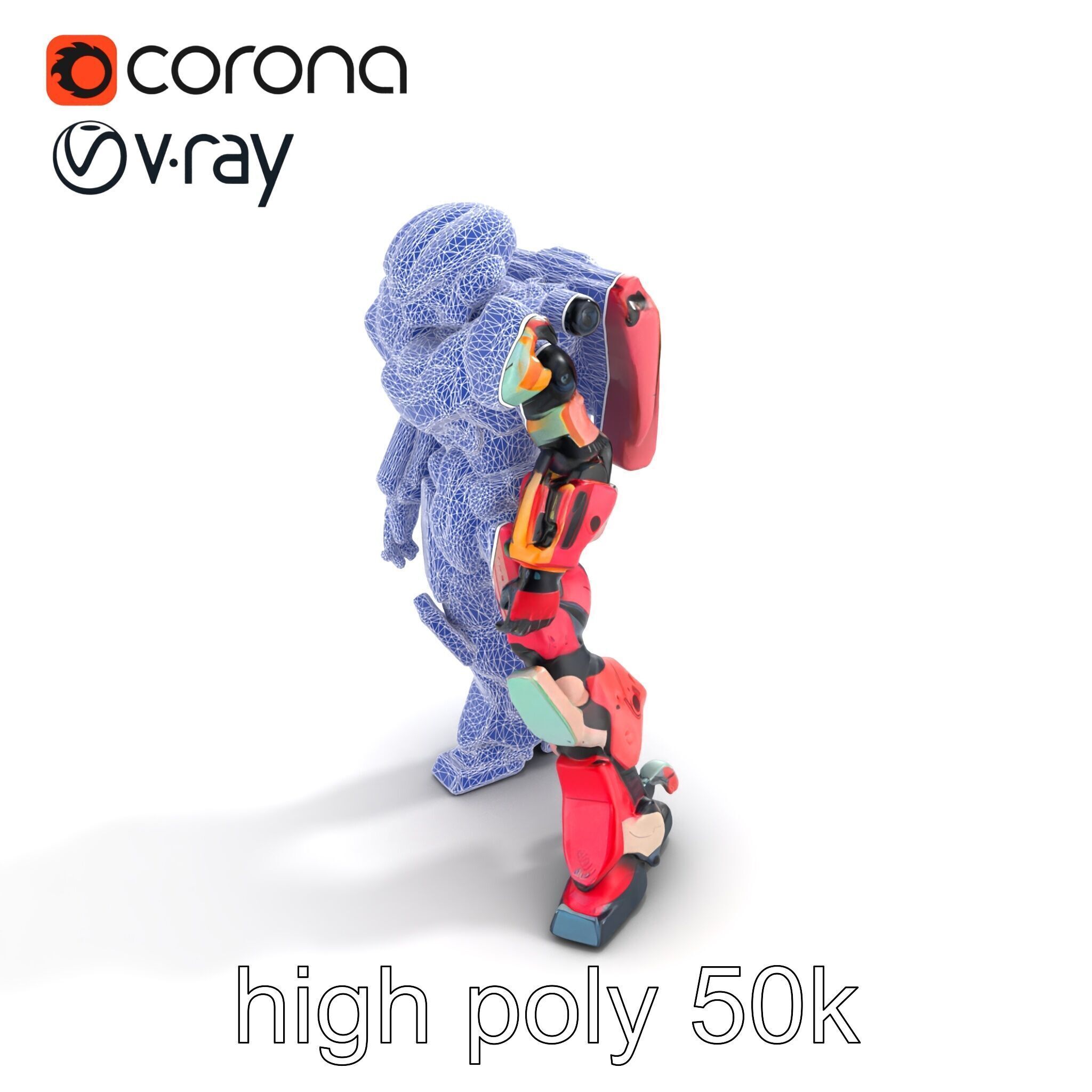 Vivid Humanoid Combat Robot Armor model pack Low-poly 3D model_18